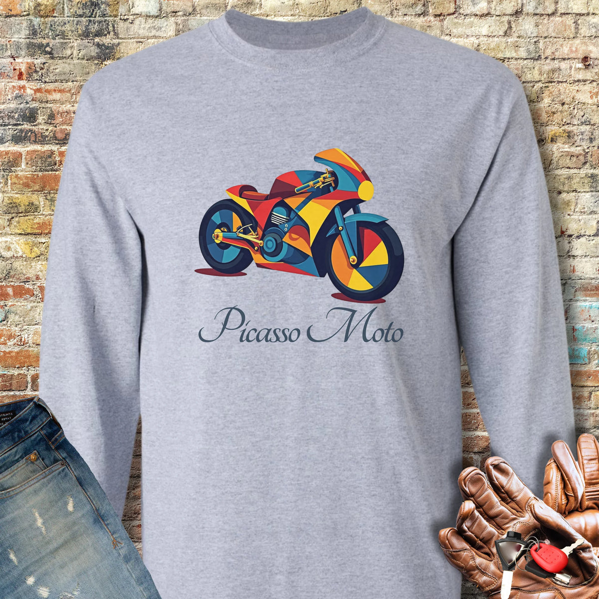 Picasso Moto Long Sleeve T-Shirt - Sport Grey