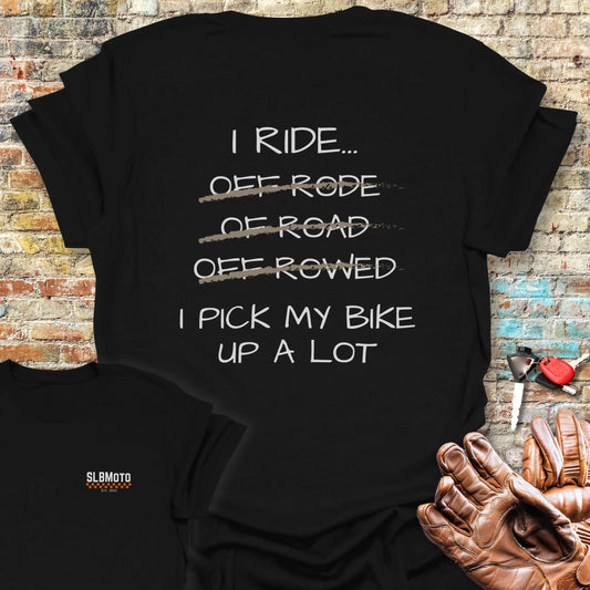 Pick Up My Bike Back Print T-Shirt - Black
