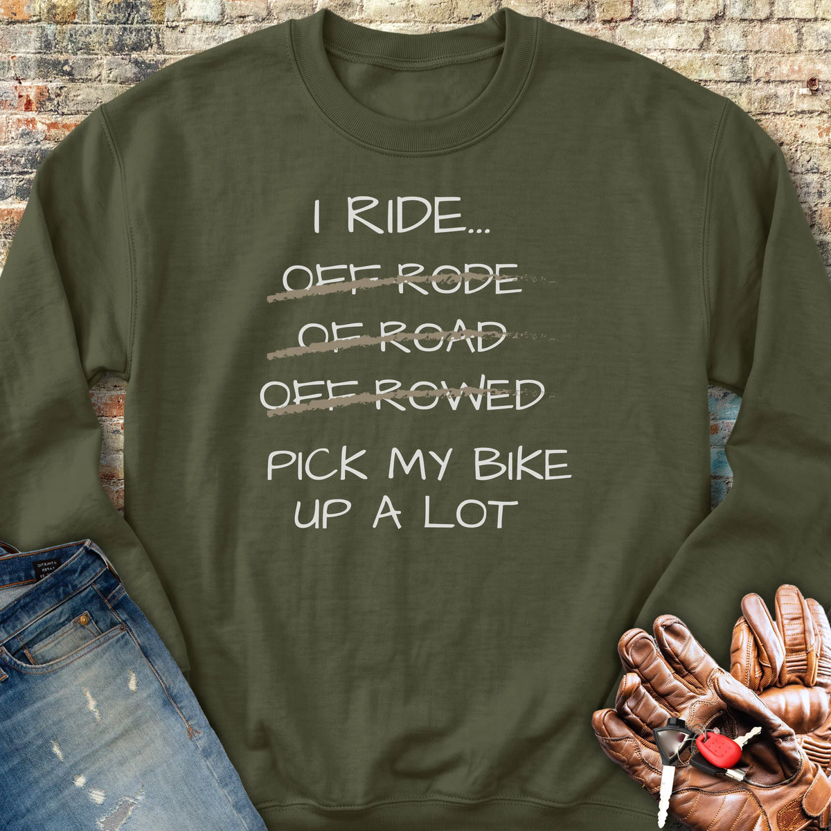 Pick Up My Bike Sweatshirt - Military Green