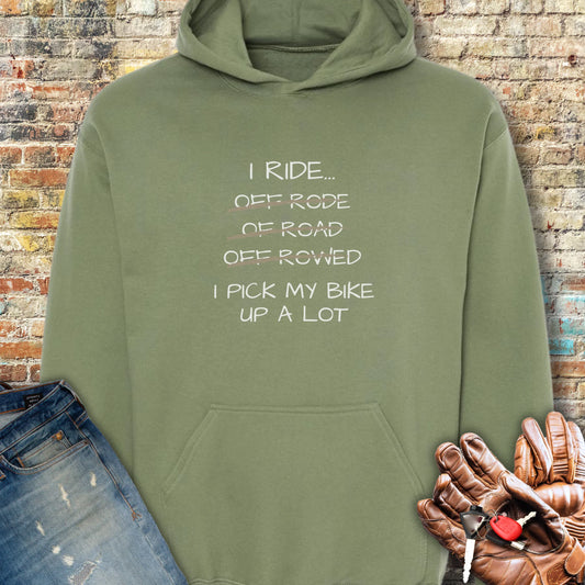 Pick Up My Bike Hoodie - Military Green