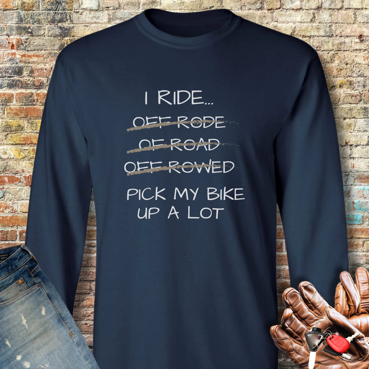 Pick Up My Bike Long Sleeve T-Shirt - Navy