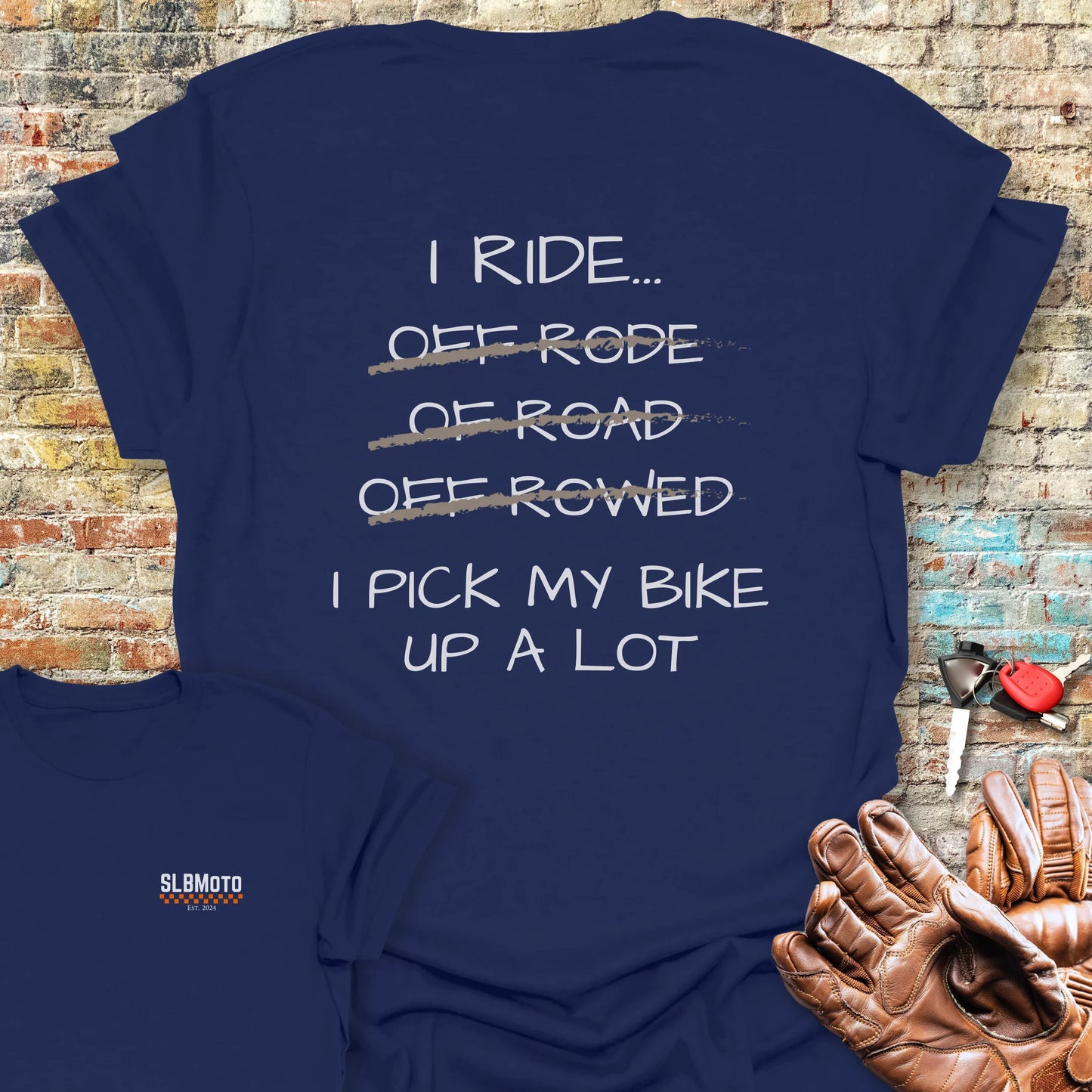 Pick Up My Bike Back Print T-Shirt - Navy