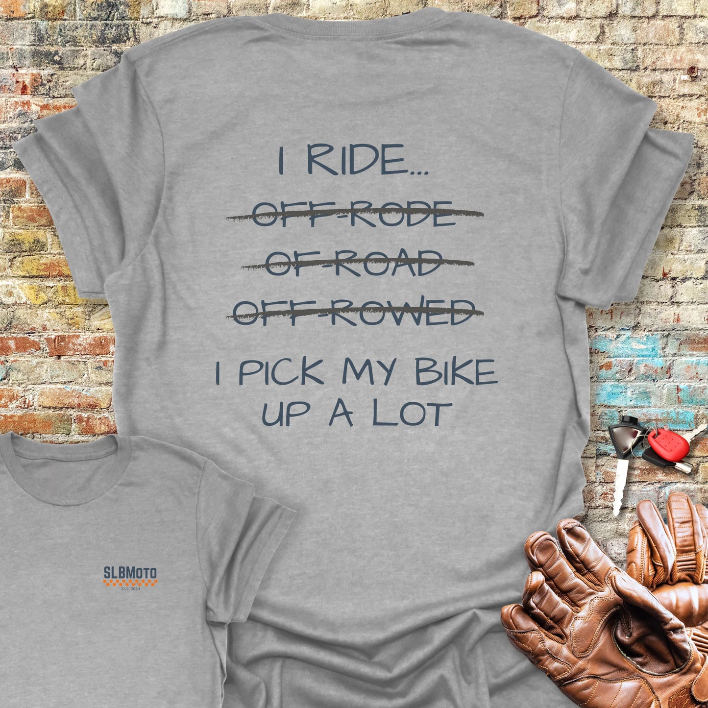 Pick Up My Bike Back Print T-Shirt - Sport Grey