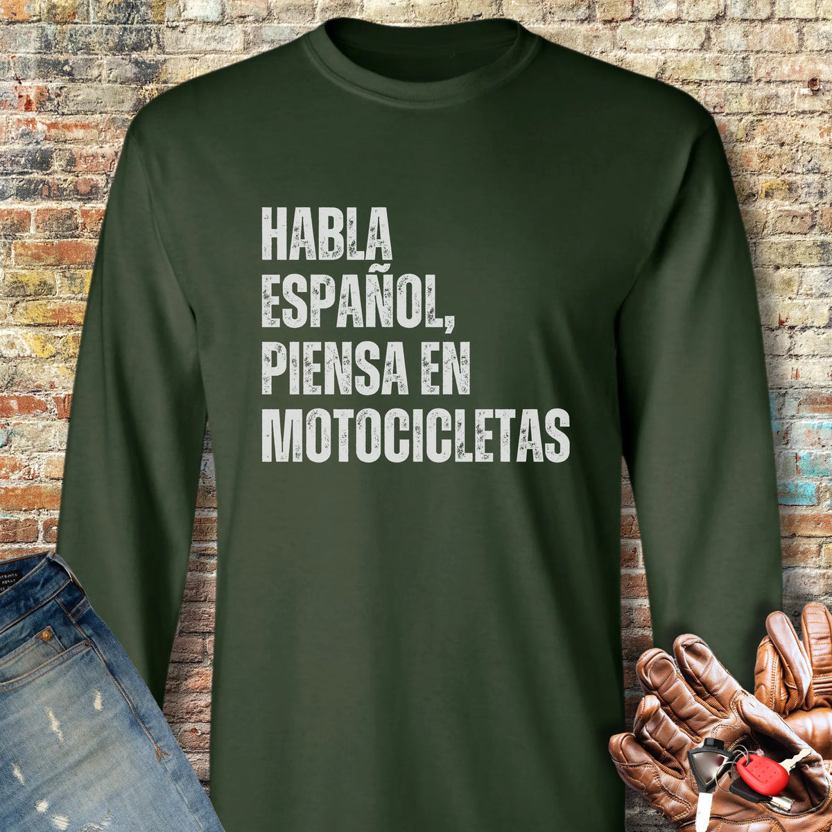 Piensa En Motocicletas Long Sleeve T-Shirt - Forest Green