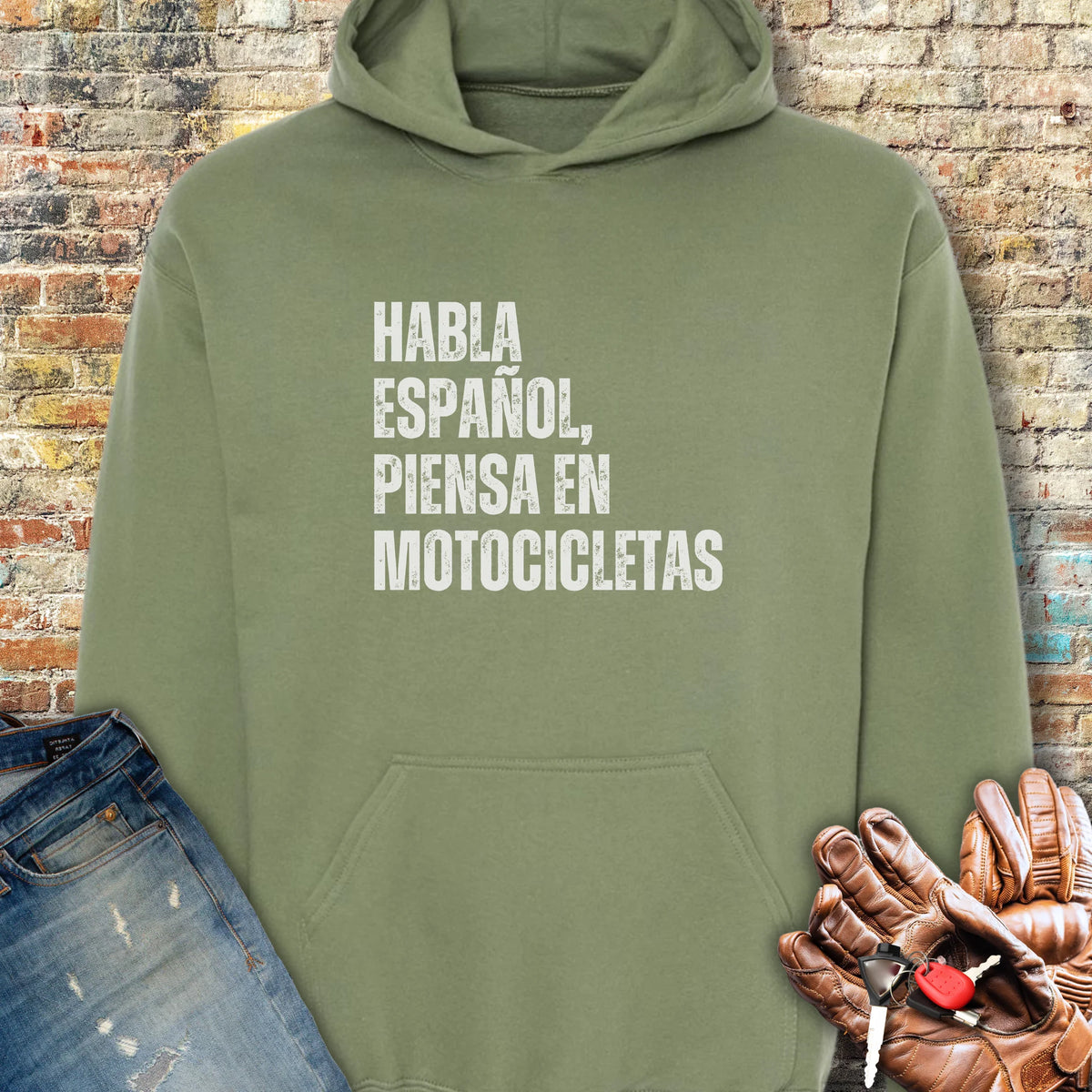 Piensa En Motocicletas Hoodie - Military Green