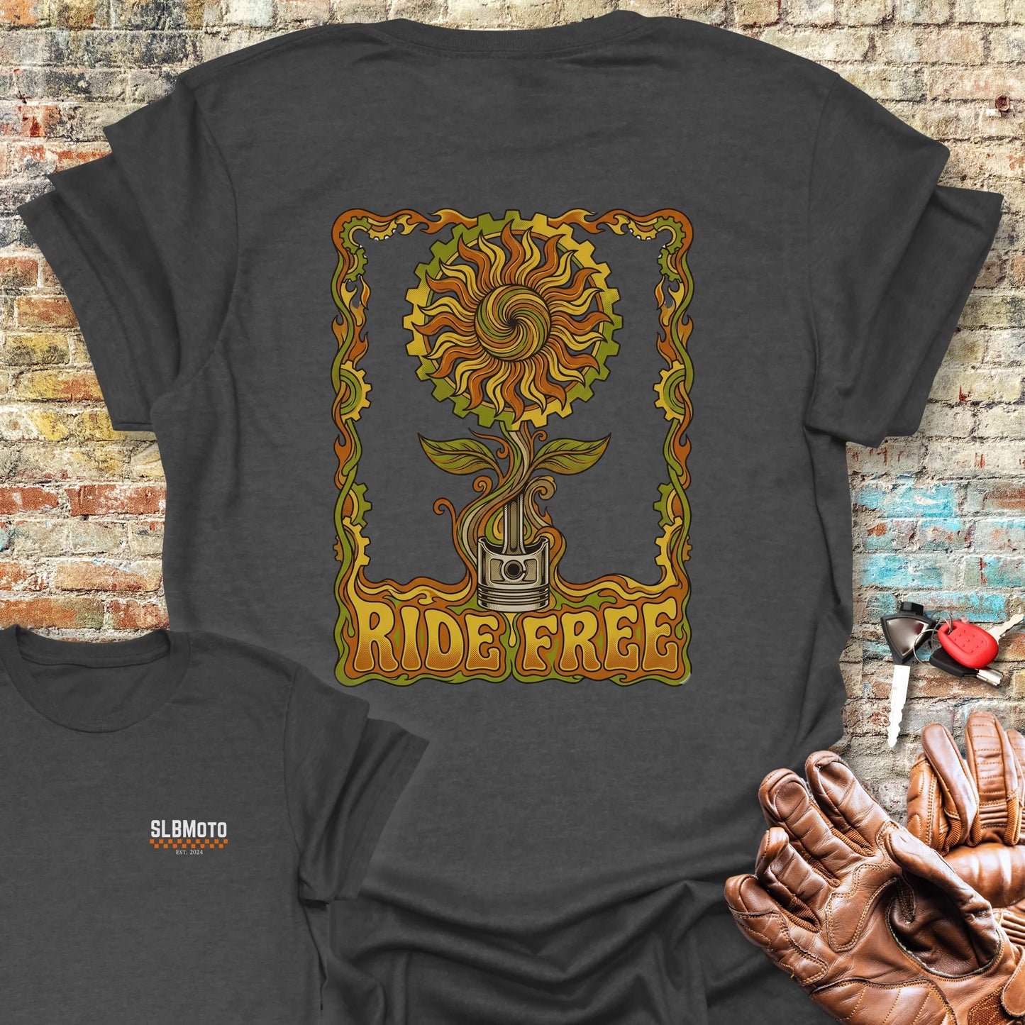 Piston Plant Back Print T-Shirt - Dark Heather
