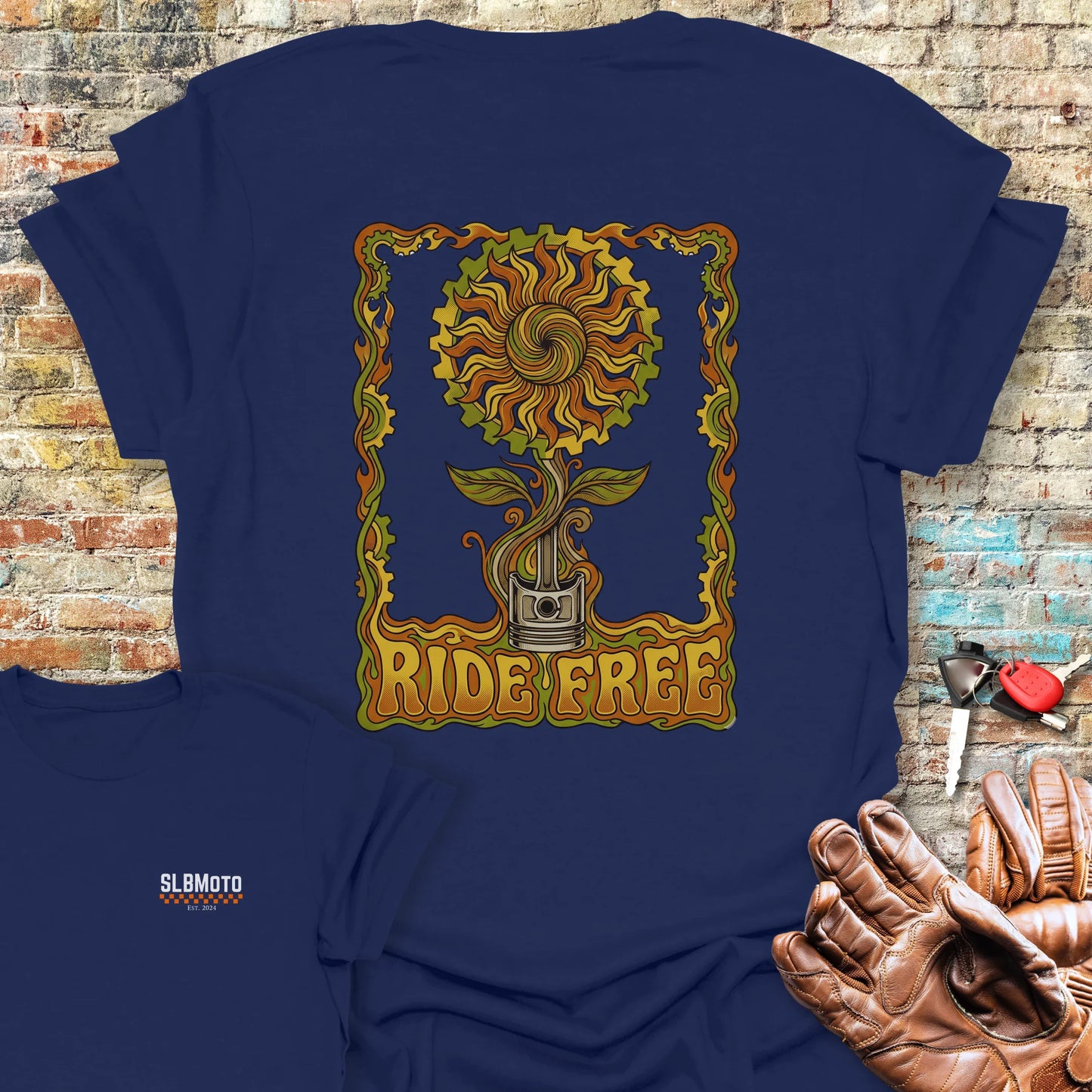 Piston Plant Back Print T-Shirt - Navy