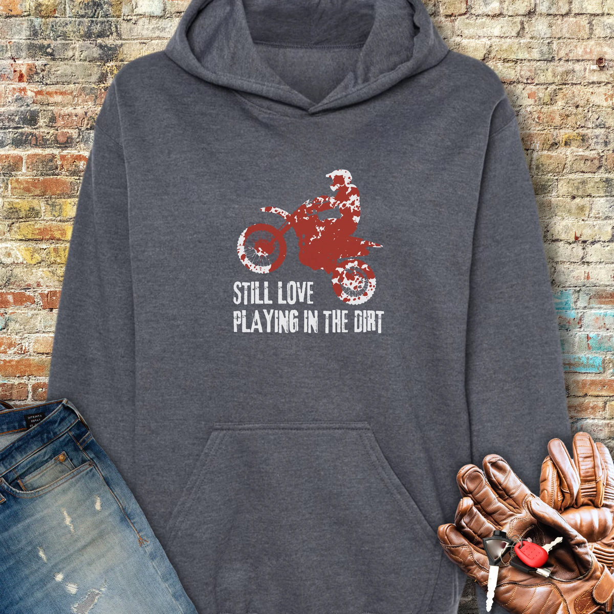 Playing In Dirt Hoodie - Dark Heather