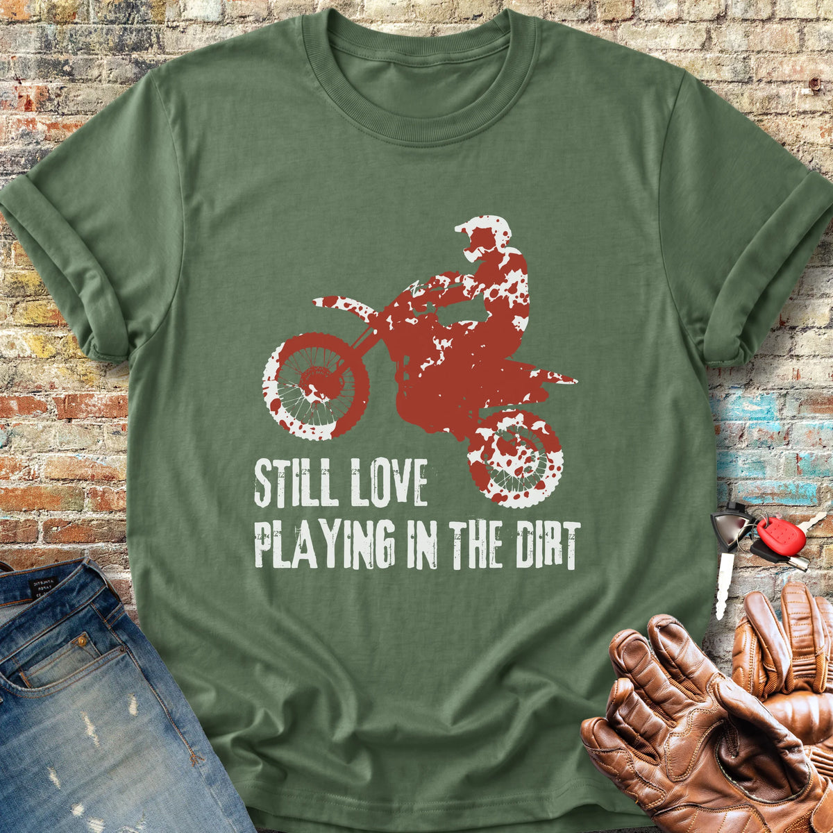 Playing In Dirt Classic T-Shirt - Military Green