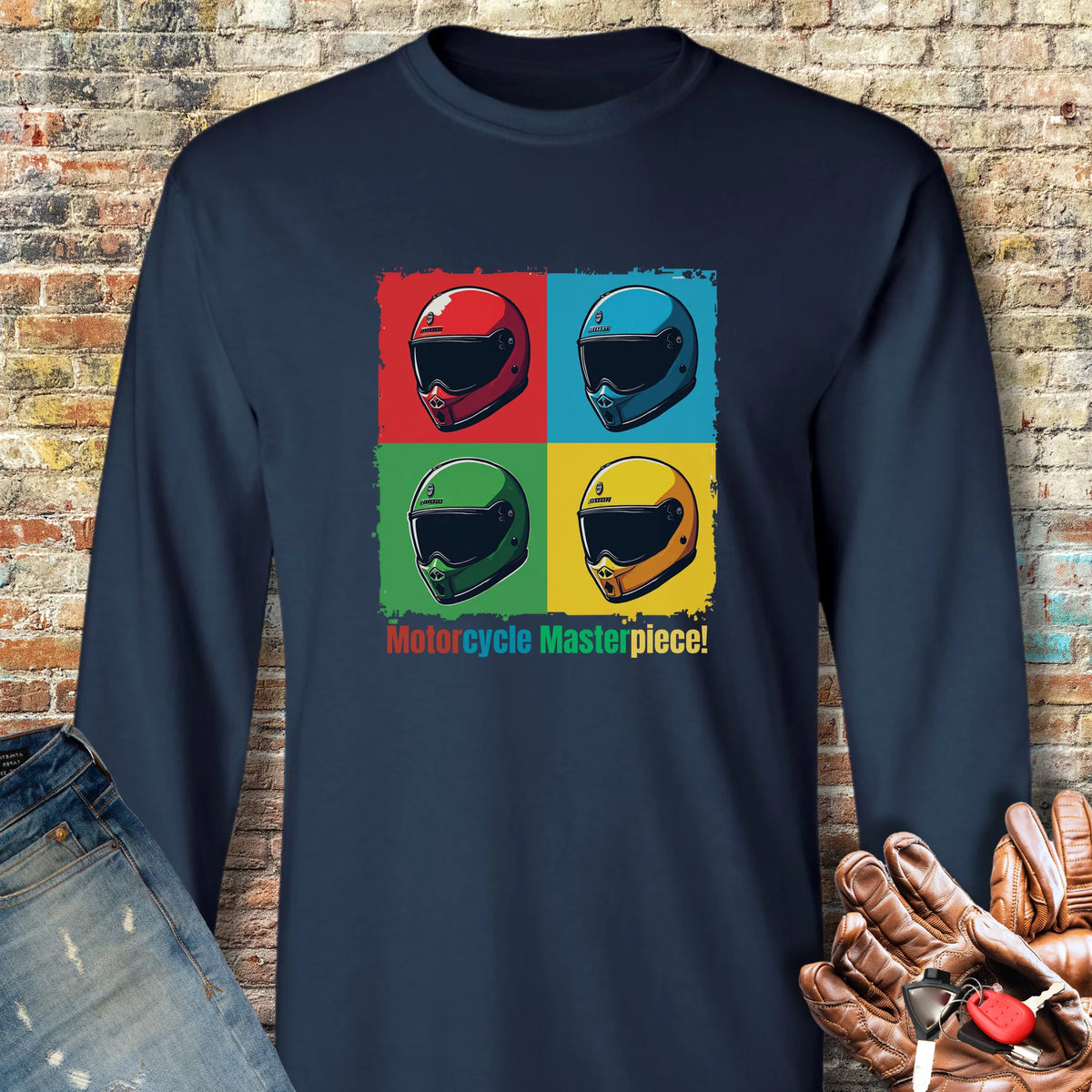 Pop Art Long Sleeve T-Shirt - Navy