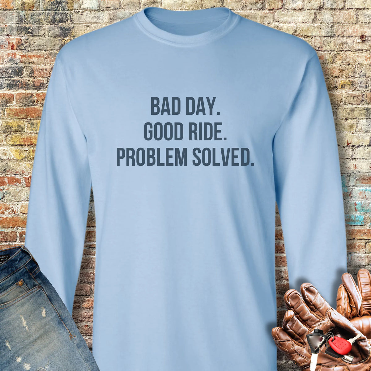Problem Solved Long Sleeve T-Shirt - Light Blue