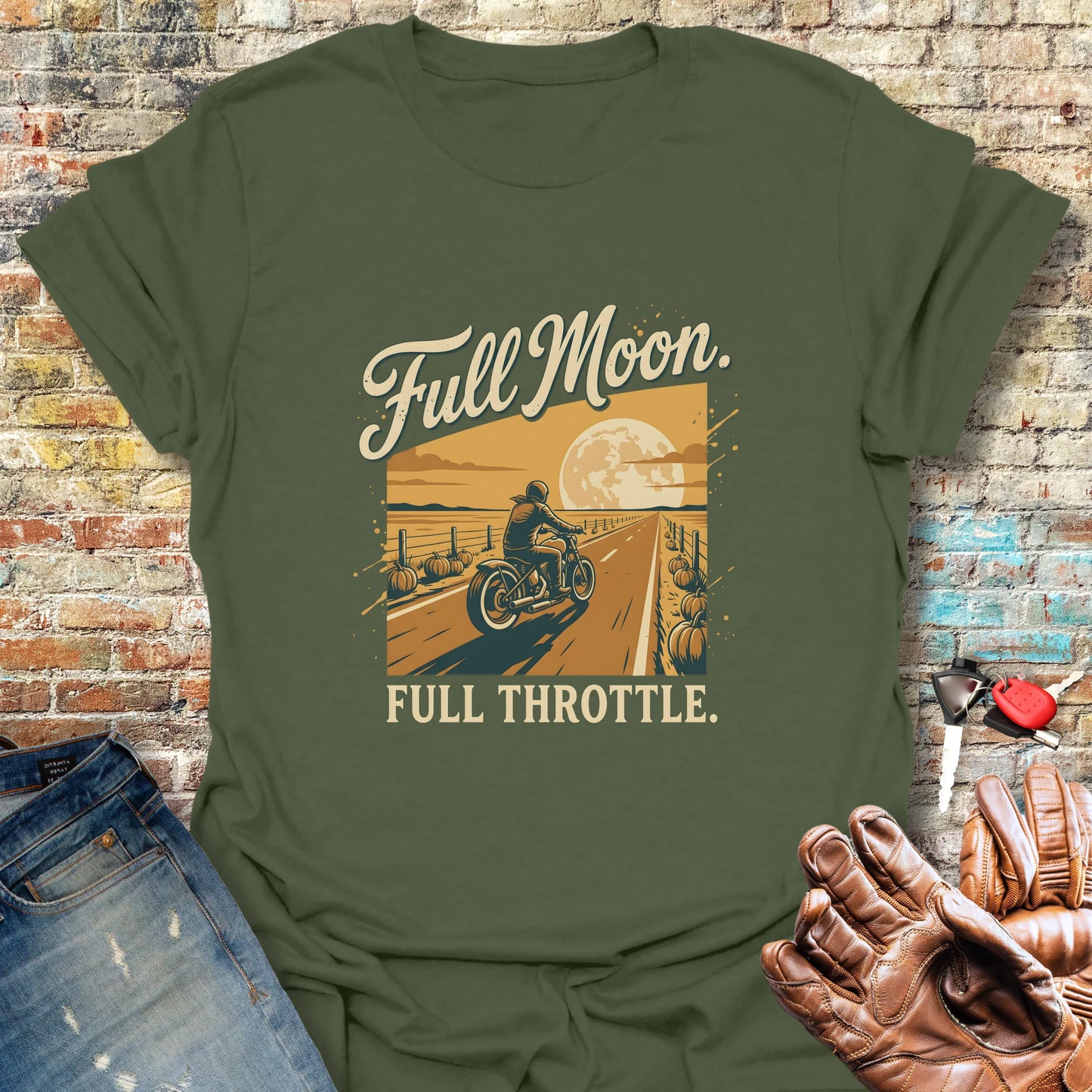 Pumpkin Moon T-Shirt - Military Green