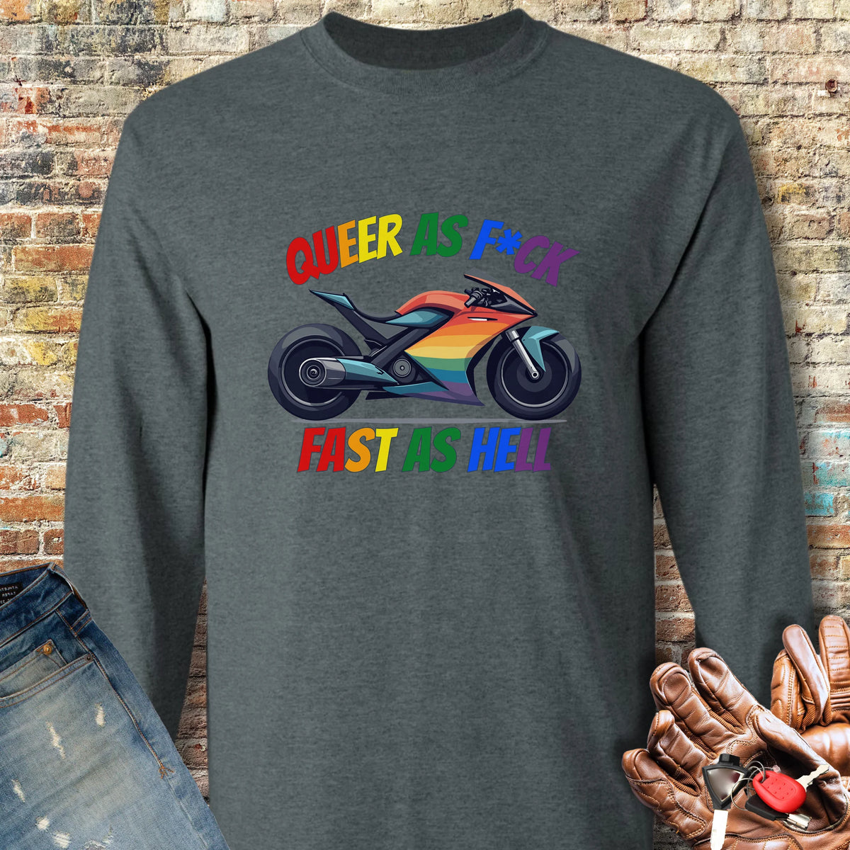 Queer AF Long Sleeve T-Shirt - Dark Heather