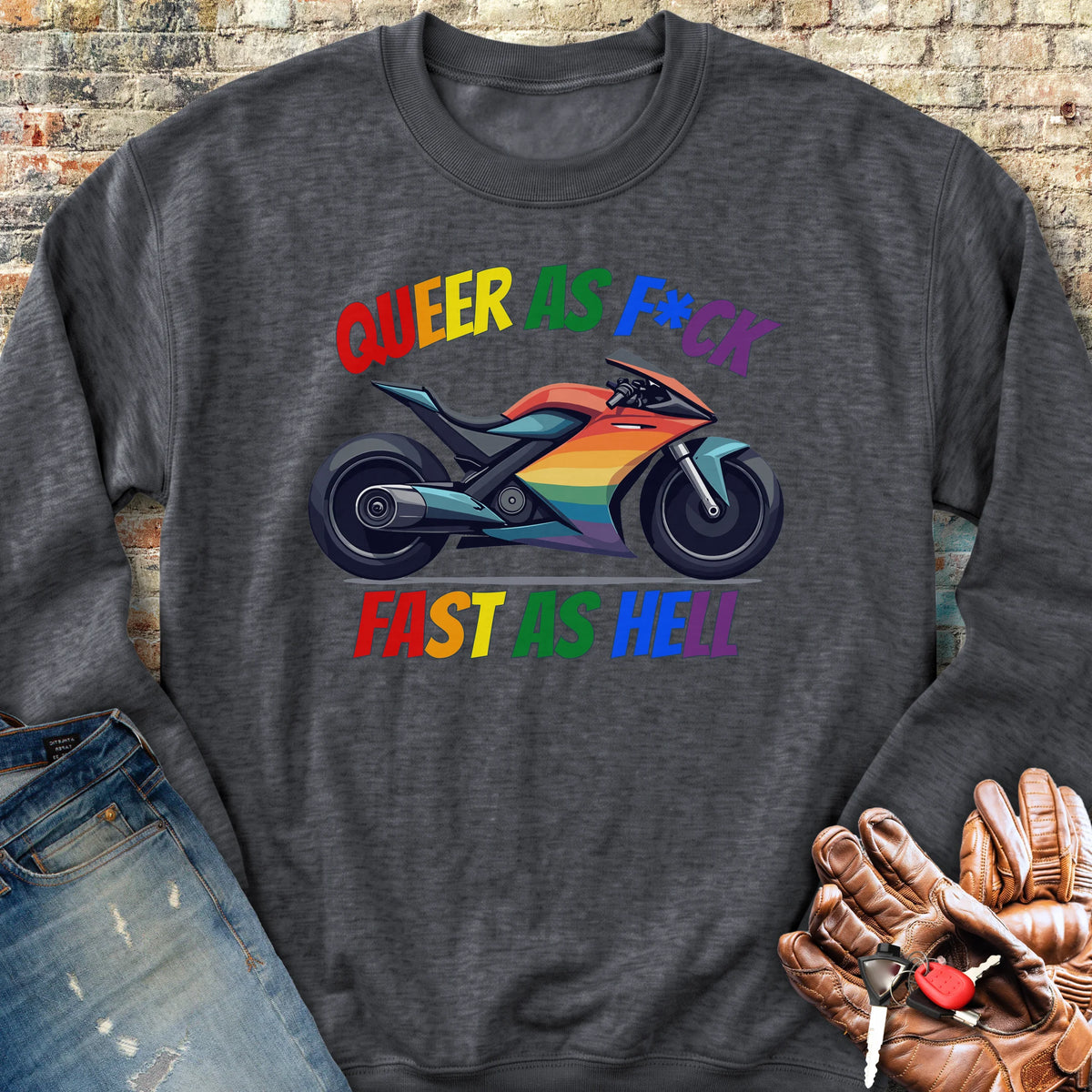 Queer AF Sweatshirt - Dark Heather