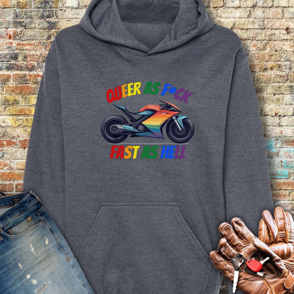 Queer AF Hoodie - Dark Heather