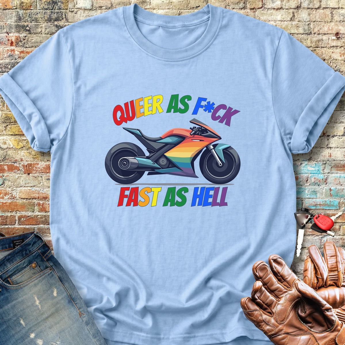 Queer AF Classic T-Shirt - Light Blue