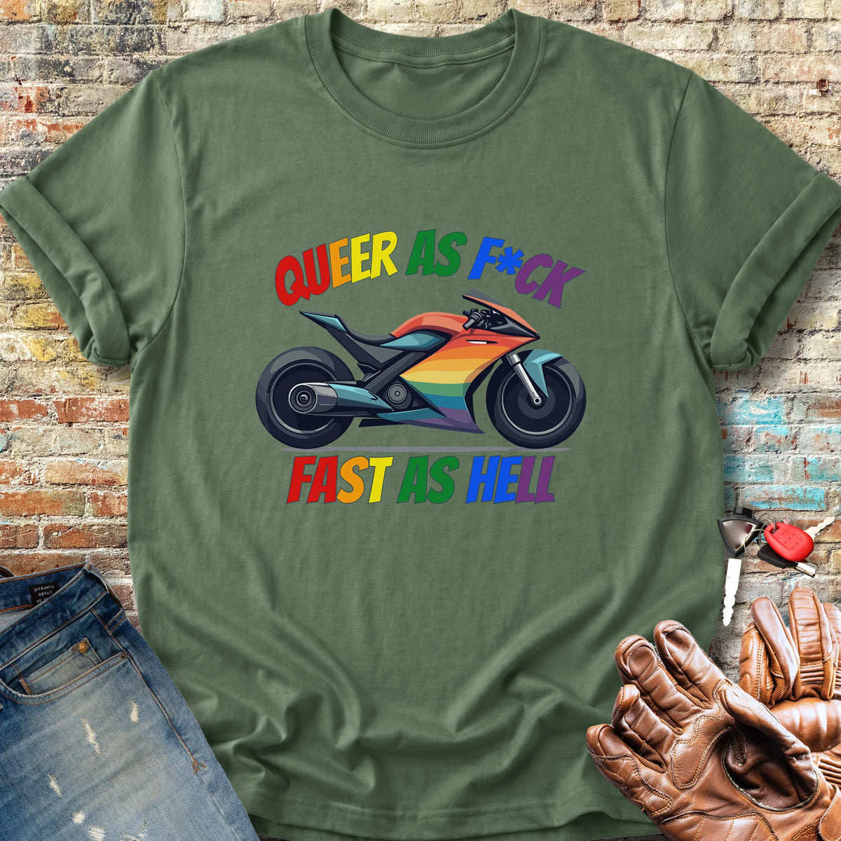 Queer AF Classic T-Shirt - Military Green