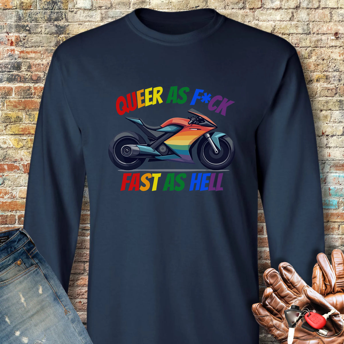 Queer AF Long Sleeve T-Shirt - Navy
