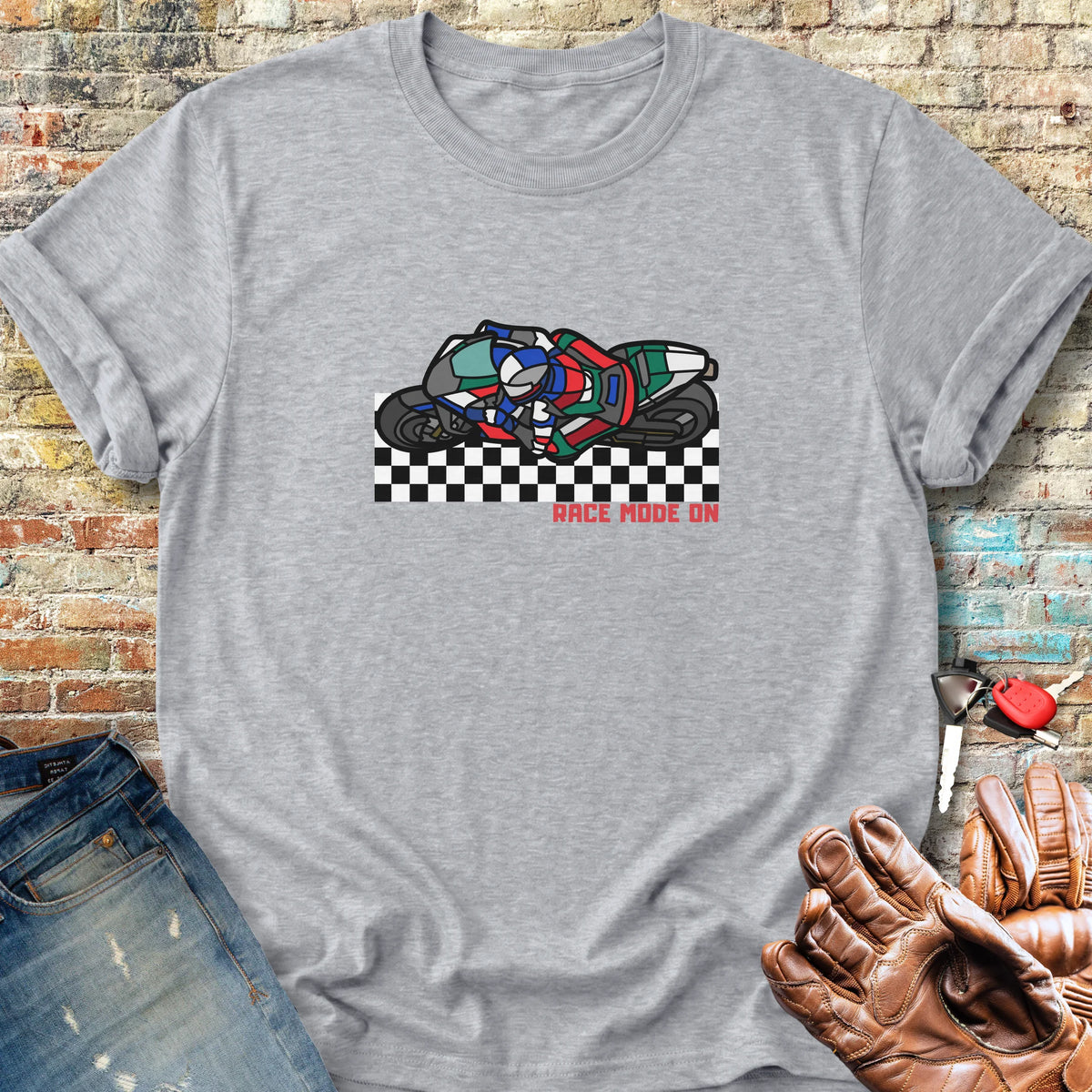 Race Mode On Classic T-Shirt - Sport Grey