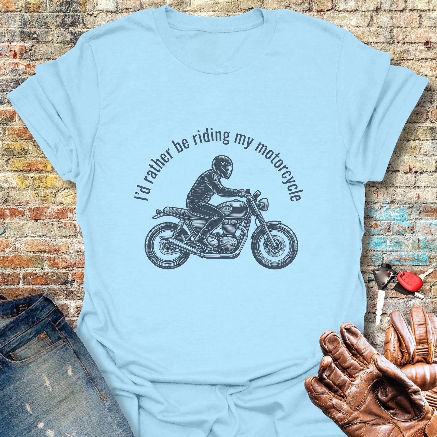 Rather Be Riding T-Shirt - Light Blue