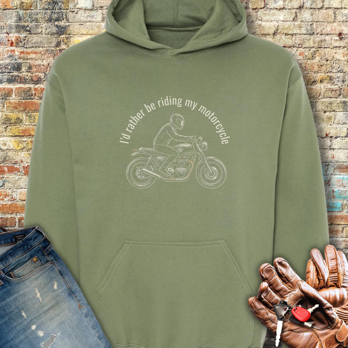 Rather Be Riding Hoodie - Military Green