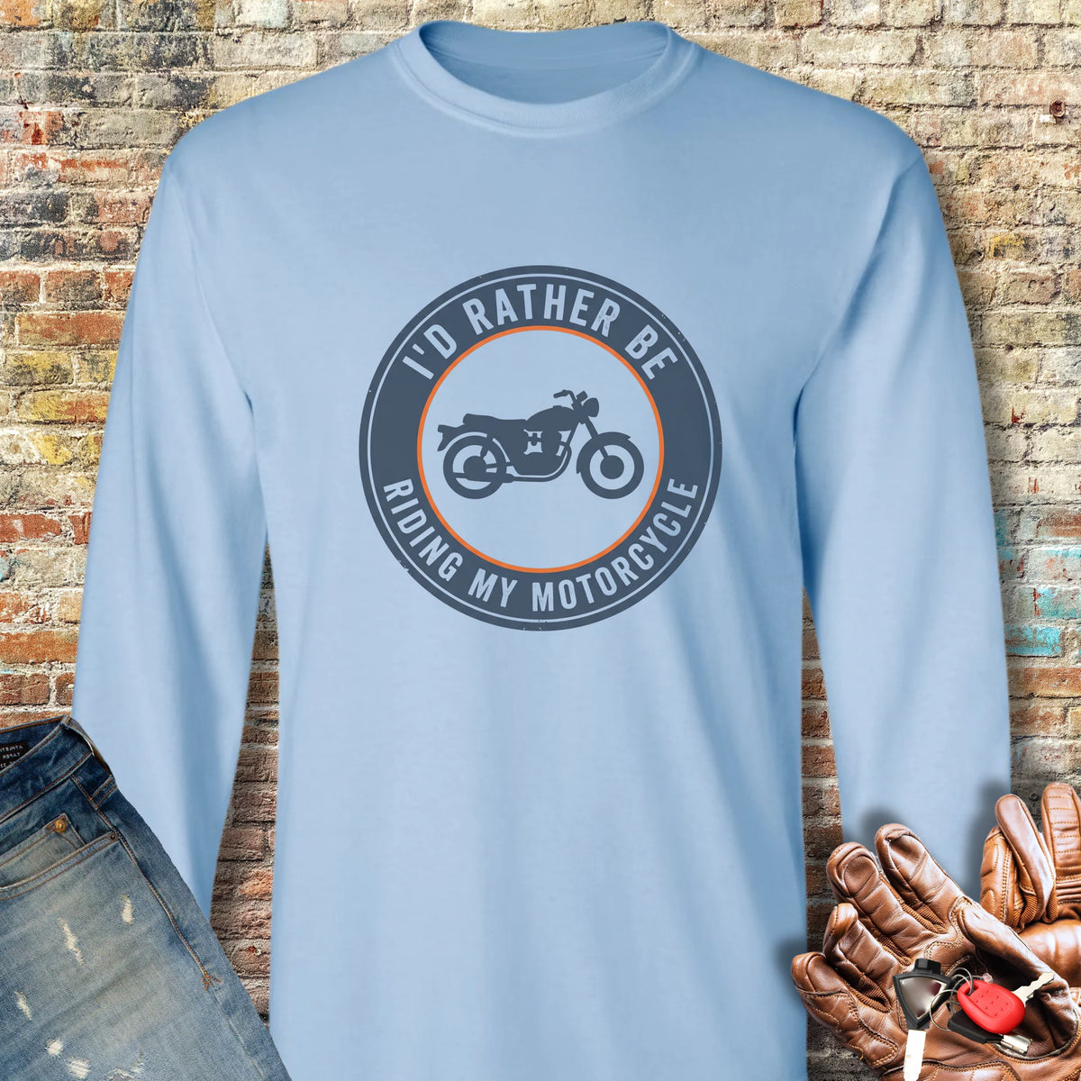 Rather Patch Long Sleeve T-Shirt - Light Blue