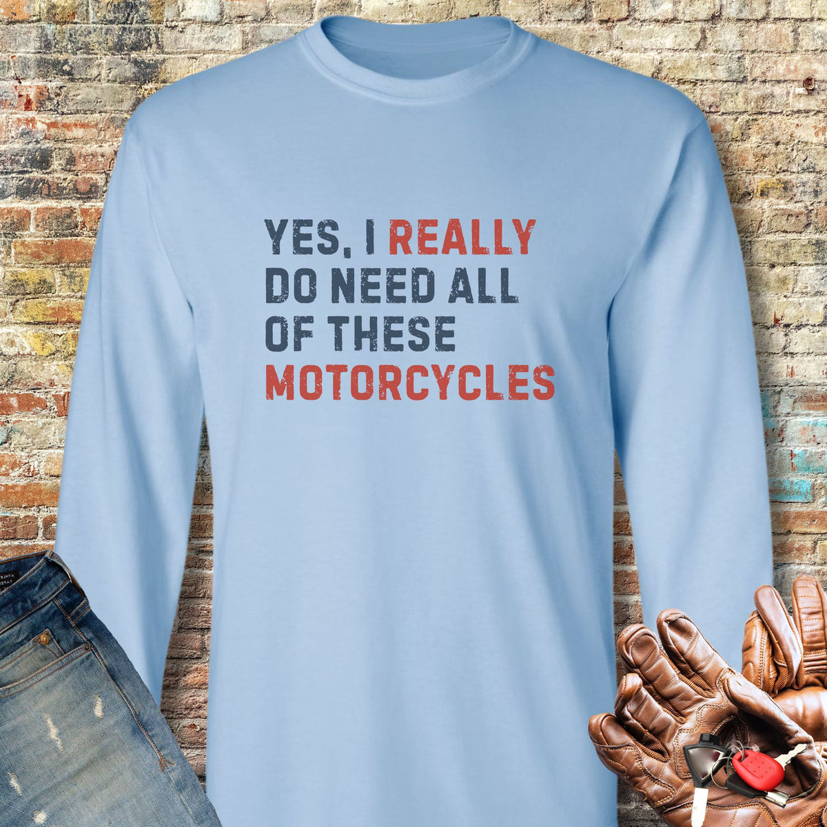 Really Long Sleeve T-Shirt - Light Blue