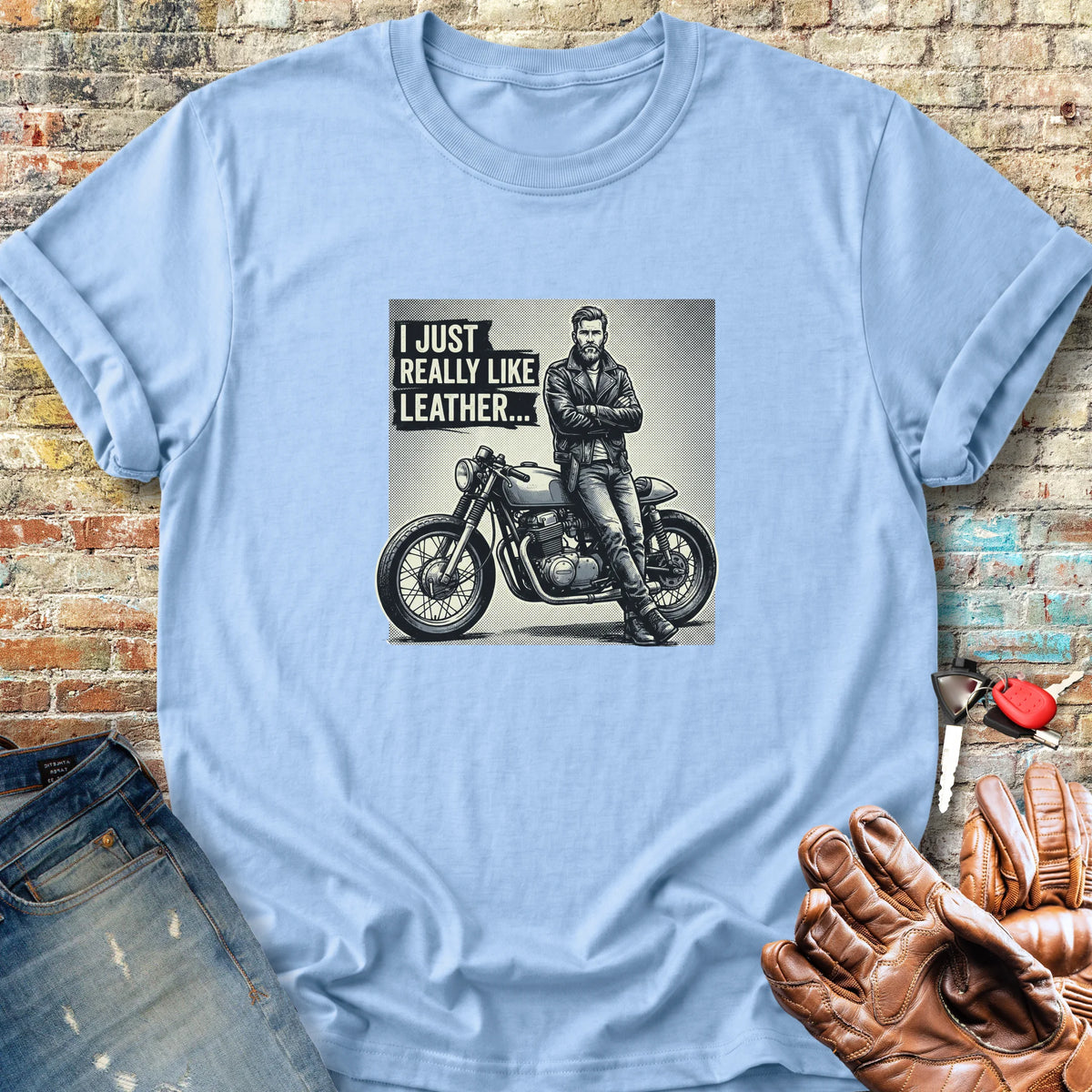 Really Like Leather Classic T-Shirt - Light Blue
