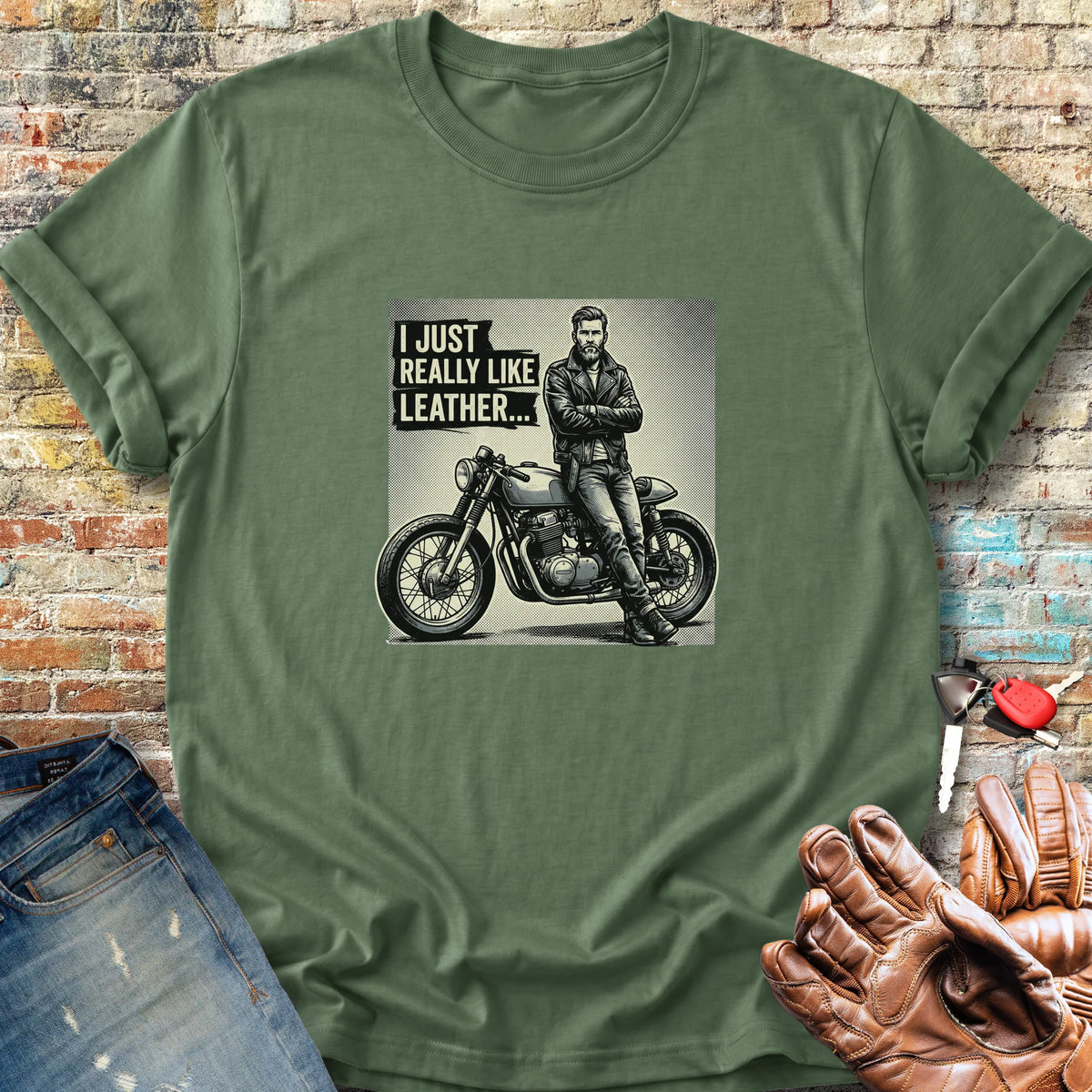 Really Like Leather Classic T-Shirt - Military Green