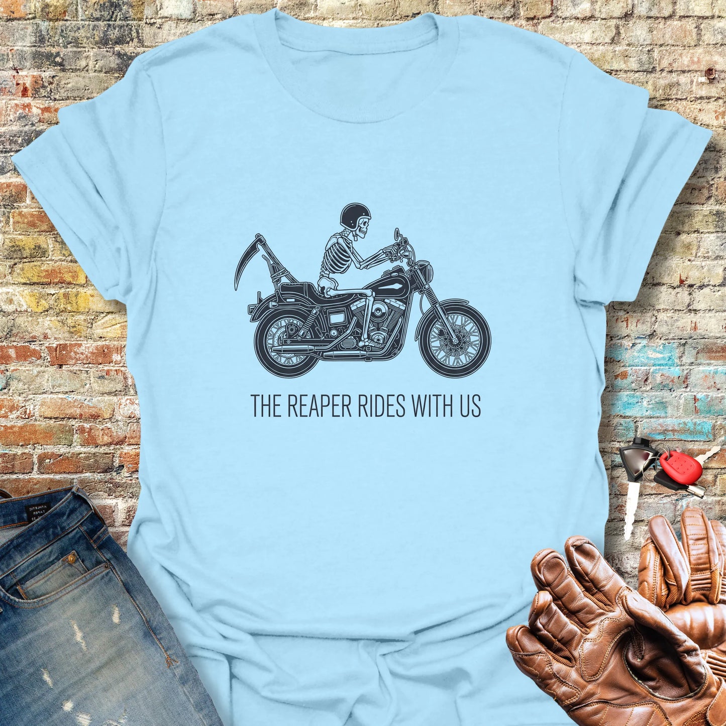 Reaper Rides T-Shirt - Light Blue