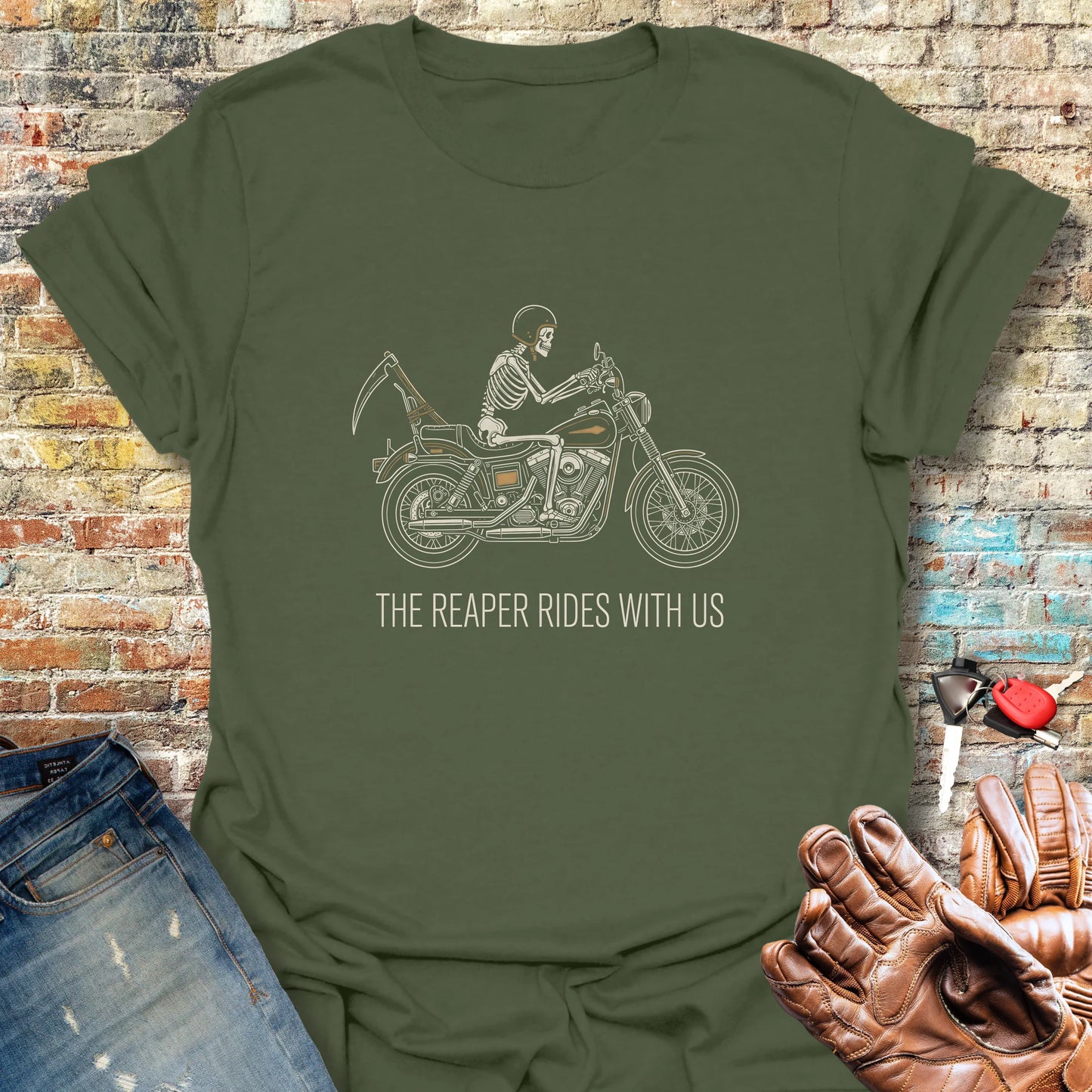 Reaper Rides T-Shirt - Military Green