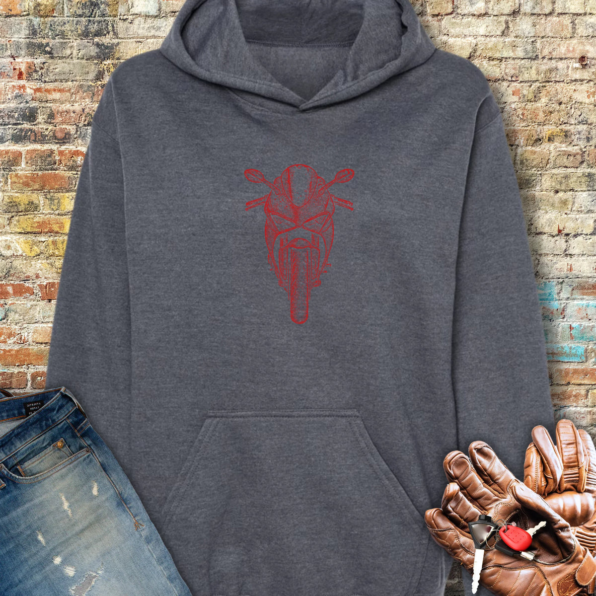 Red Racer Hoodie - Dark Heather
