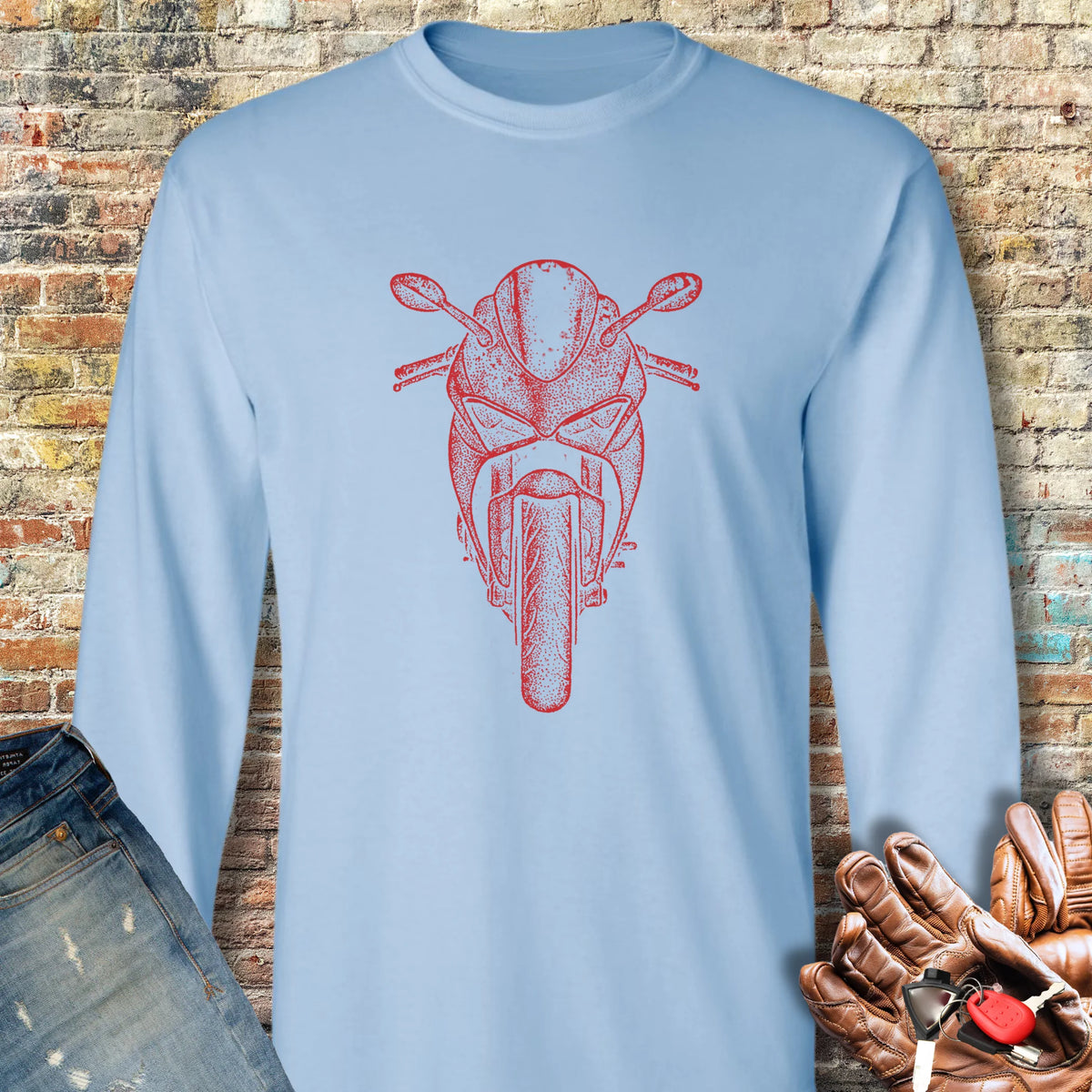 Red Racer Long Sleeve T-Shirt - Light Blue