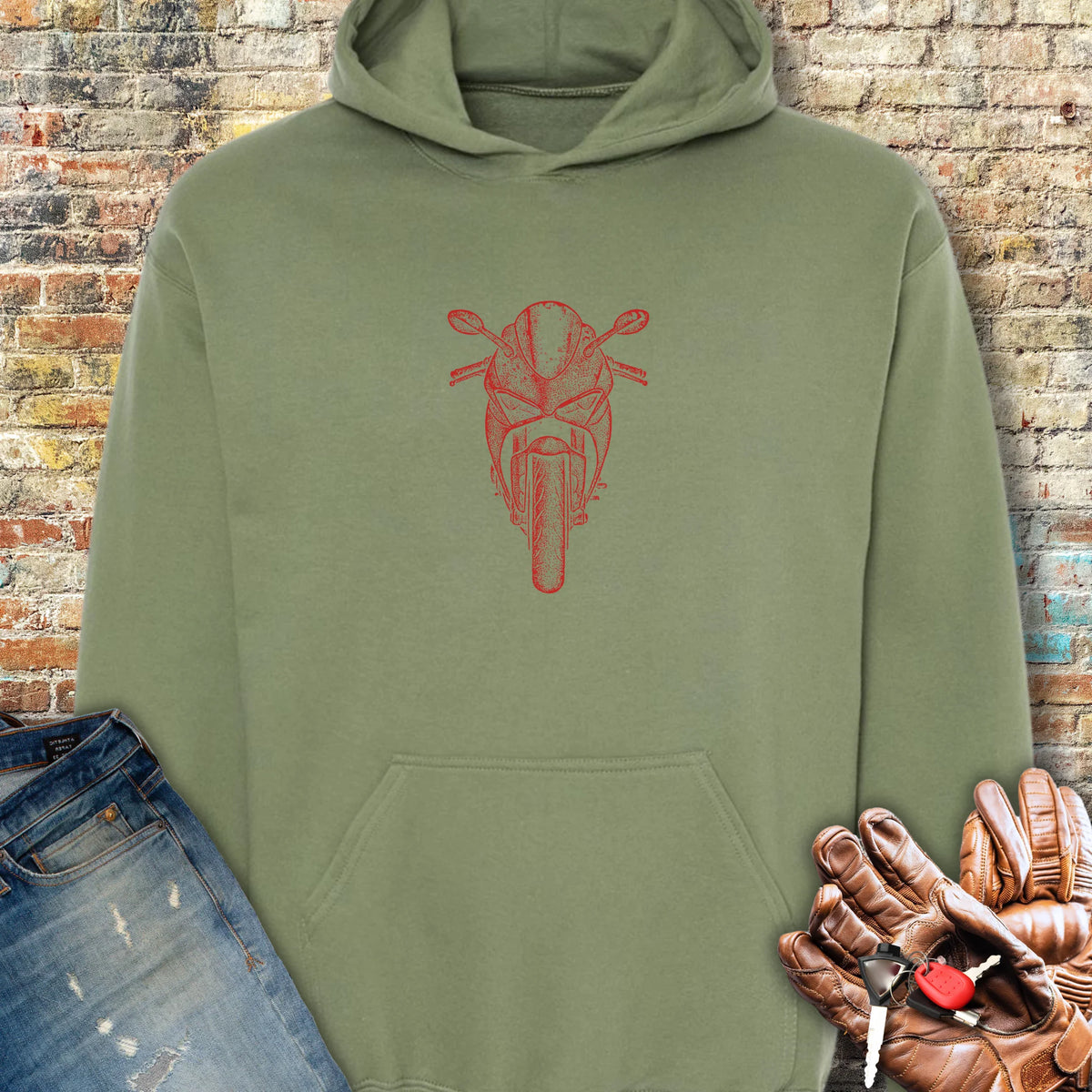 Red Racer Hoodie - Military Green