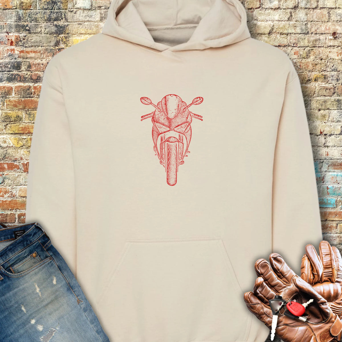 Red Racer Hoodie - Sand