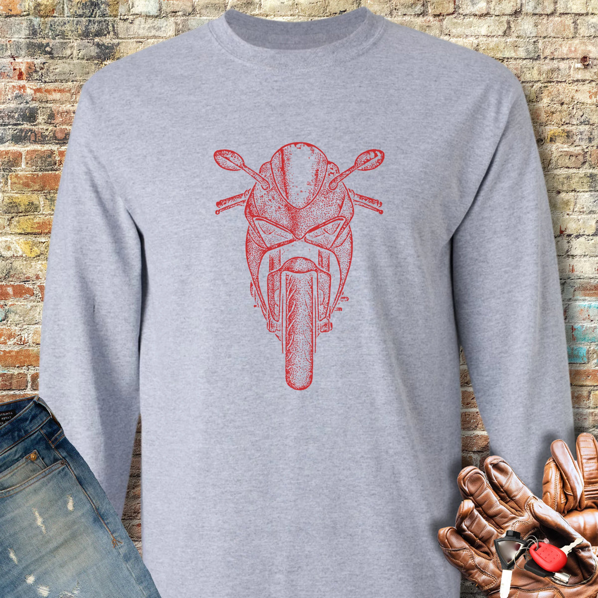 Red Racer Long Sleeve T-Shirt - Sport Grey
