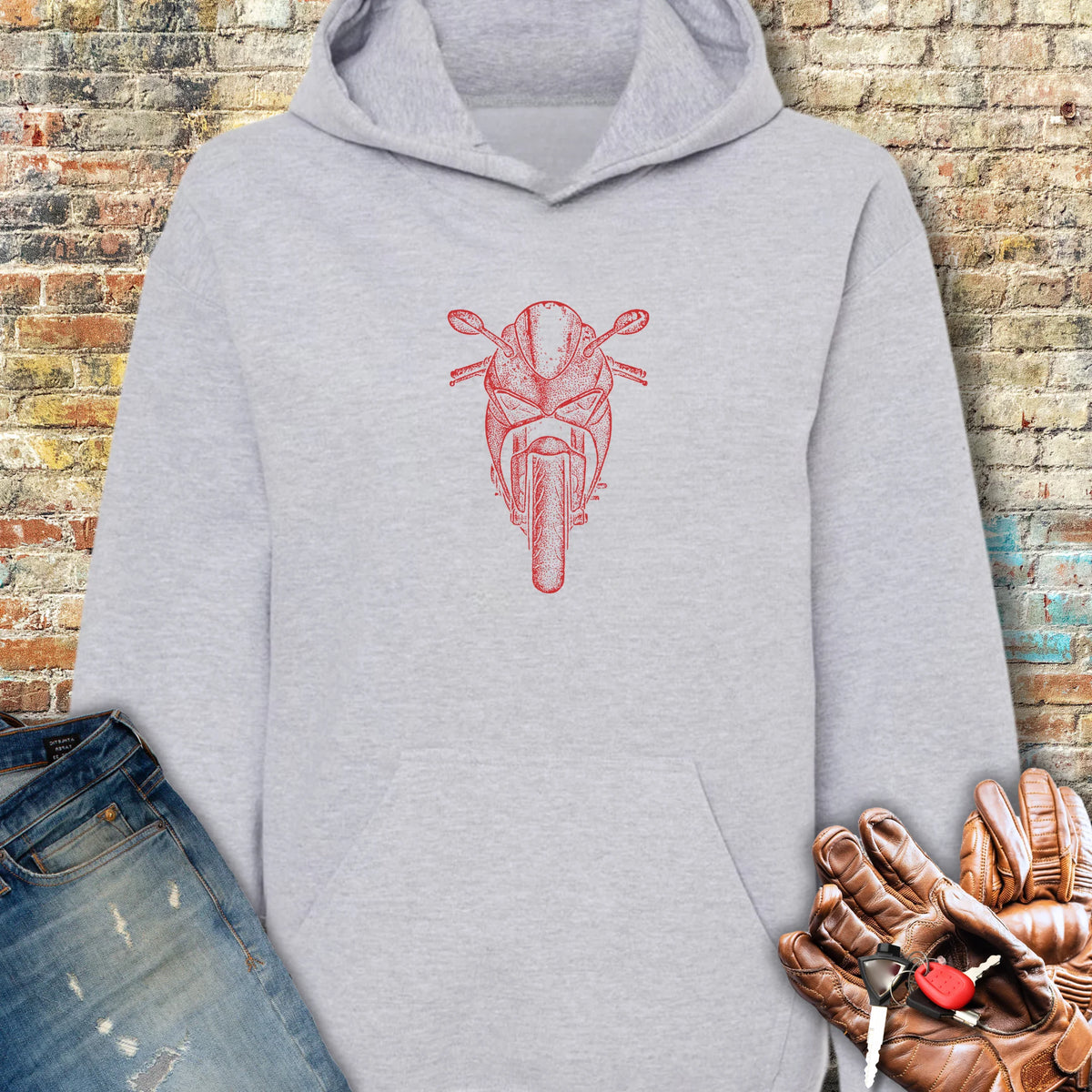 Red Racer Hoodie - Sport Grey