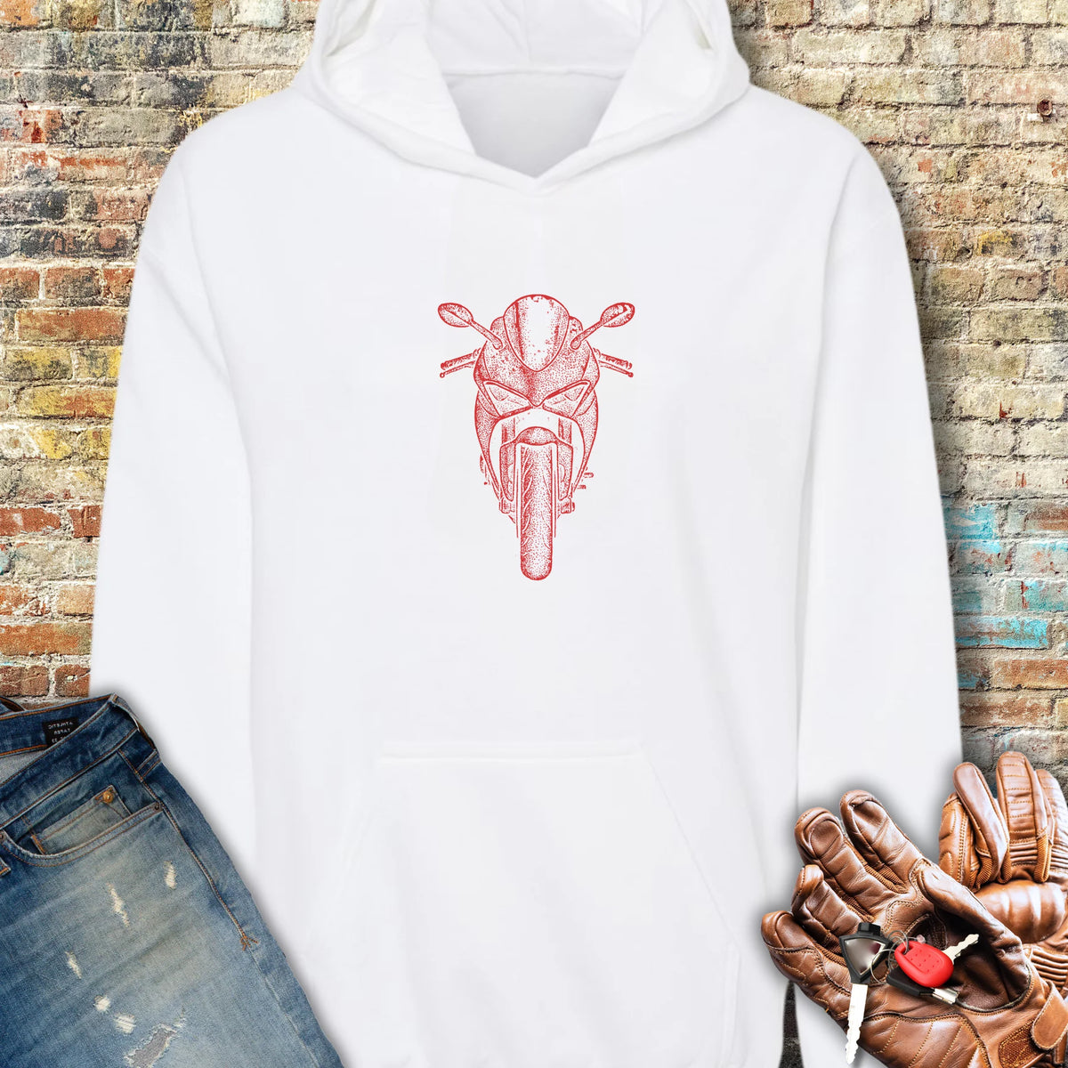Red Racer Hoodie - White