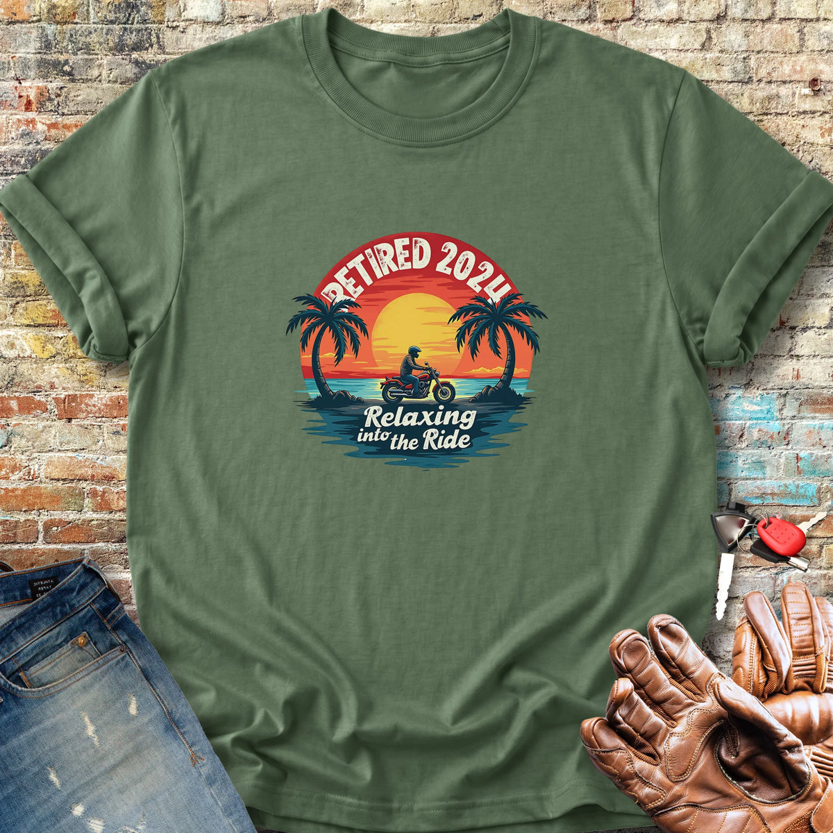Relaxing Into The Ride Classic T-Shirt - Military Green