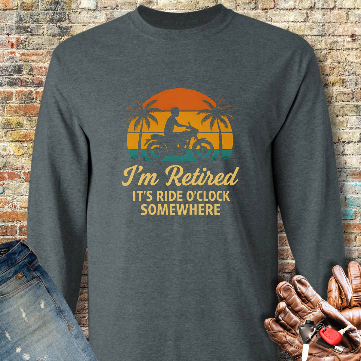 Retired o'Clock Long Sleeve T-Shirt - Dark Heather