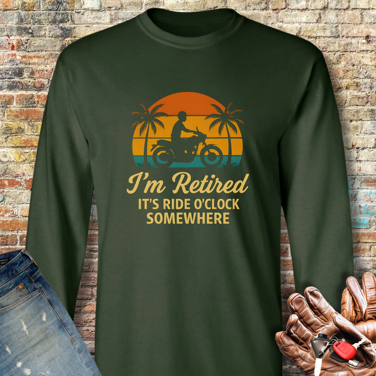 Retired o'Clock Long Sleeve T-Shirt - Forest Green