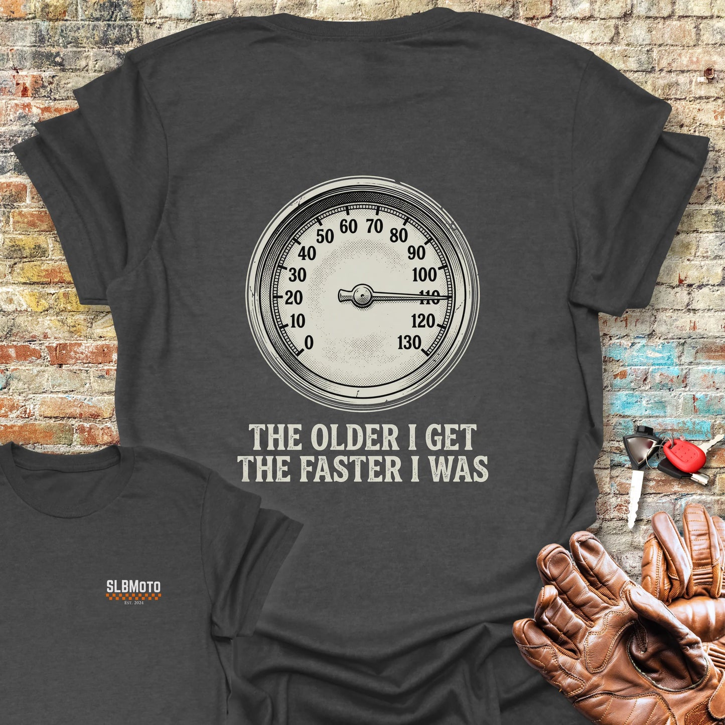 Rev Counter Back Print T-Shirt - Dark Heather