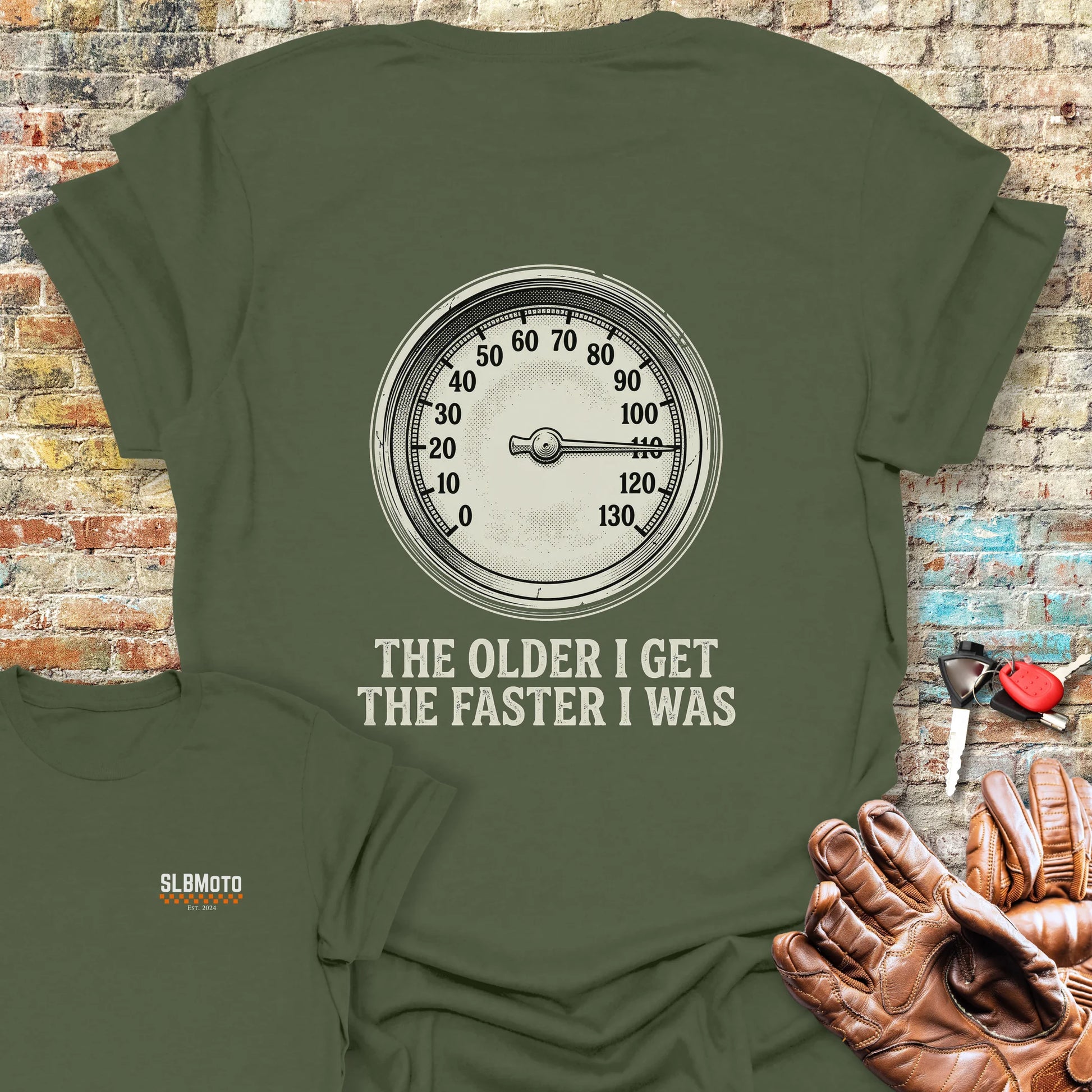 Rev Counter Back Print T-Shirt - Military Green