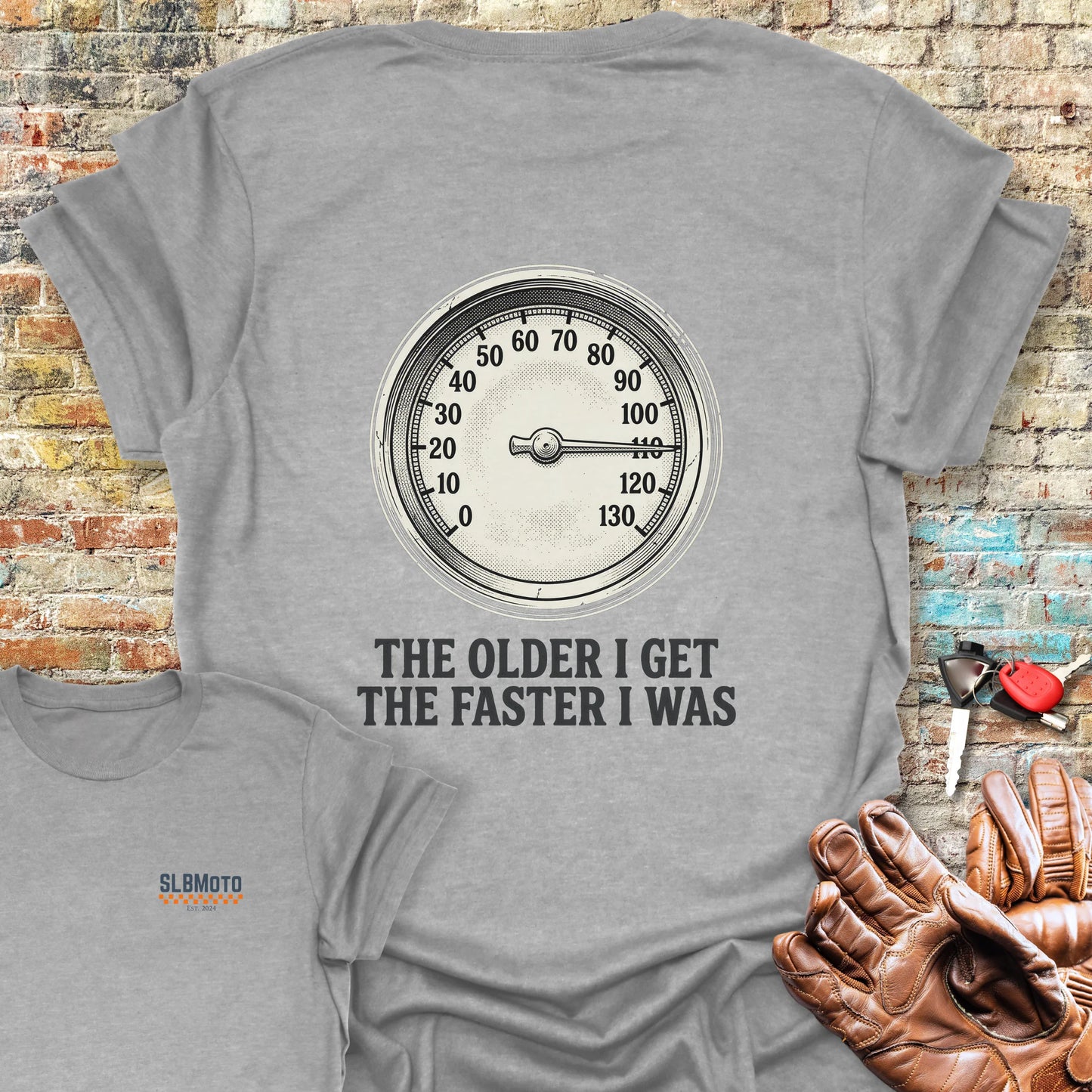 Rev Counter Back Print T-Shirt - Sport Grey