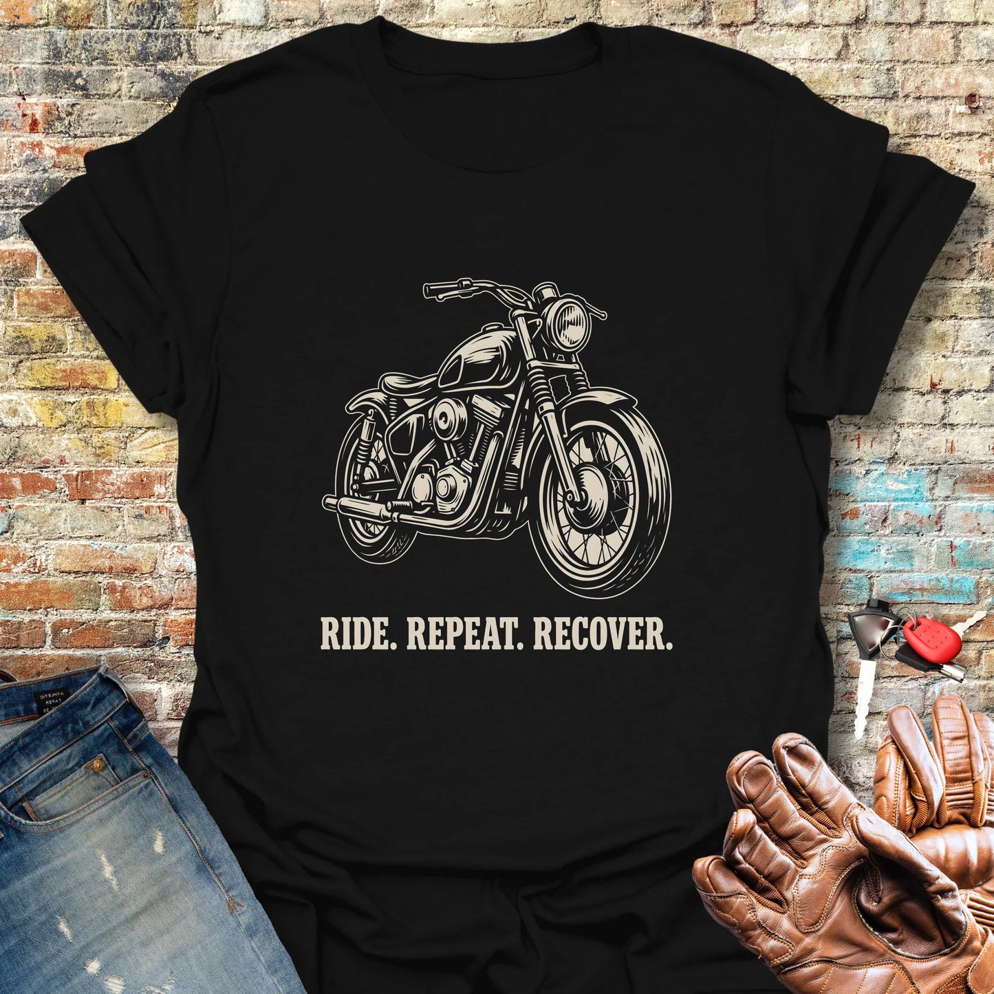Ride. Repeat. Recover. T-Shirt - Black