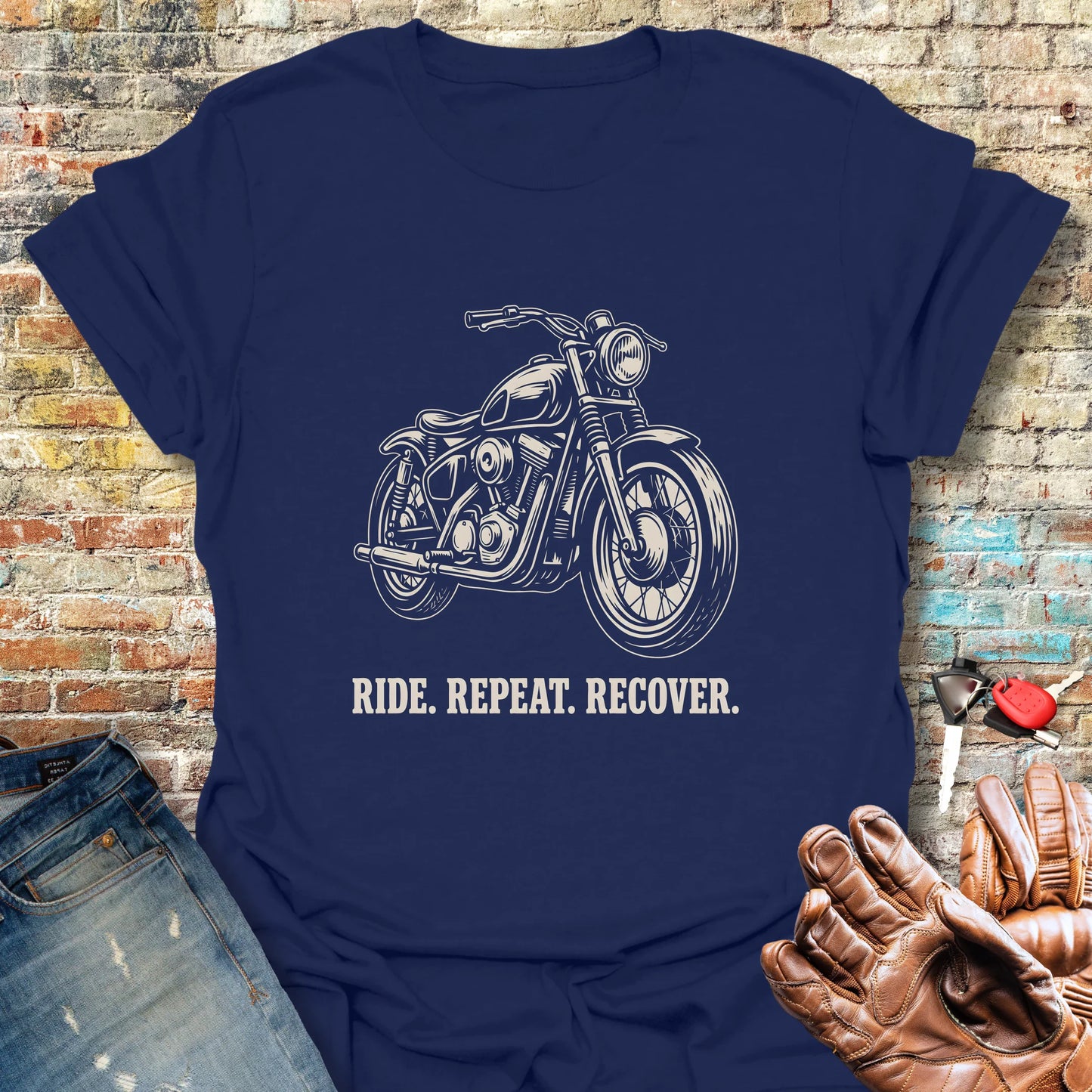 Ride. Repeat. Recover. T-Shirt - Navy