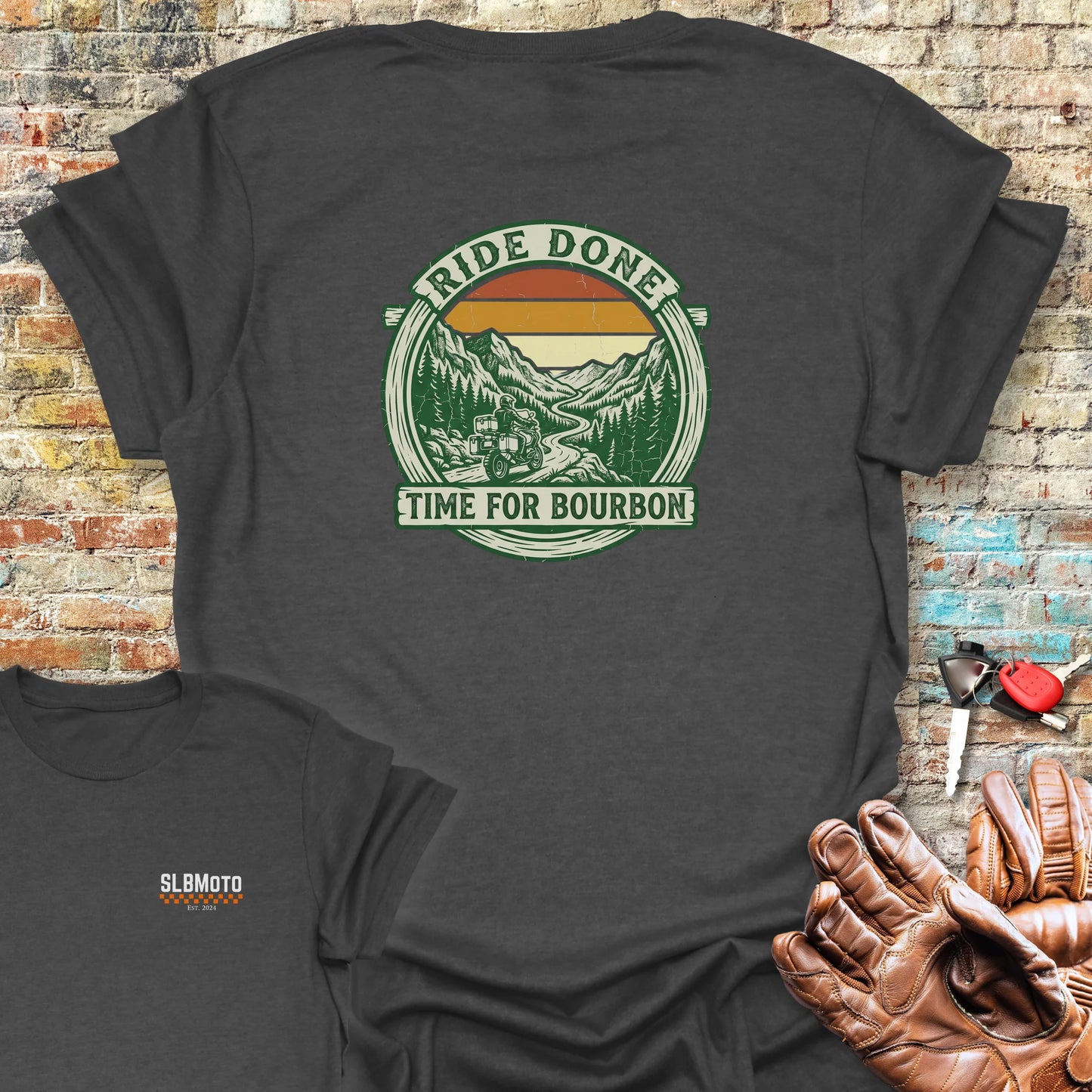 Ride Done Back Print T-Shirt - Dark Heather