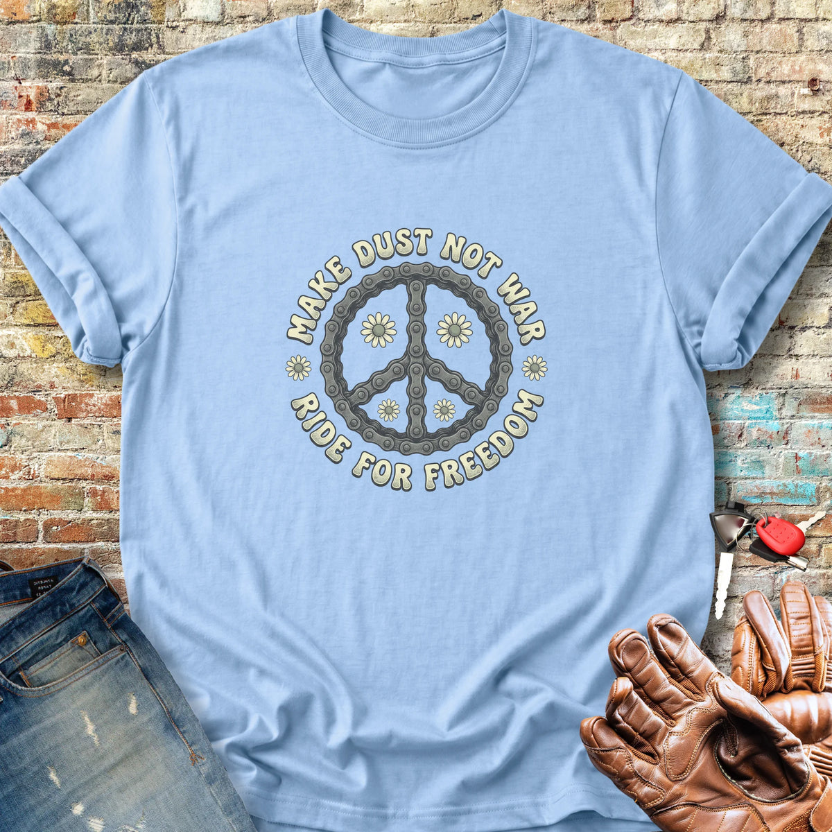 Ride For Freedom Classic T-Shirt - Light Blue