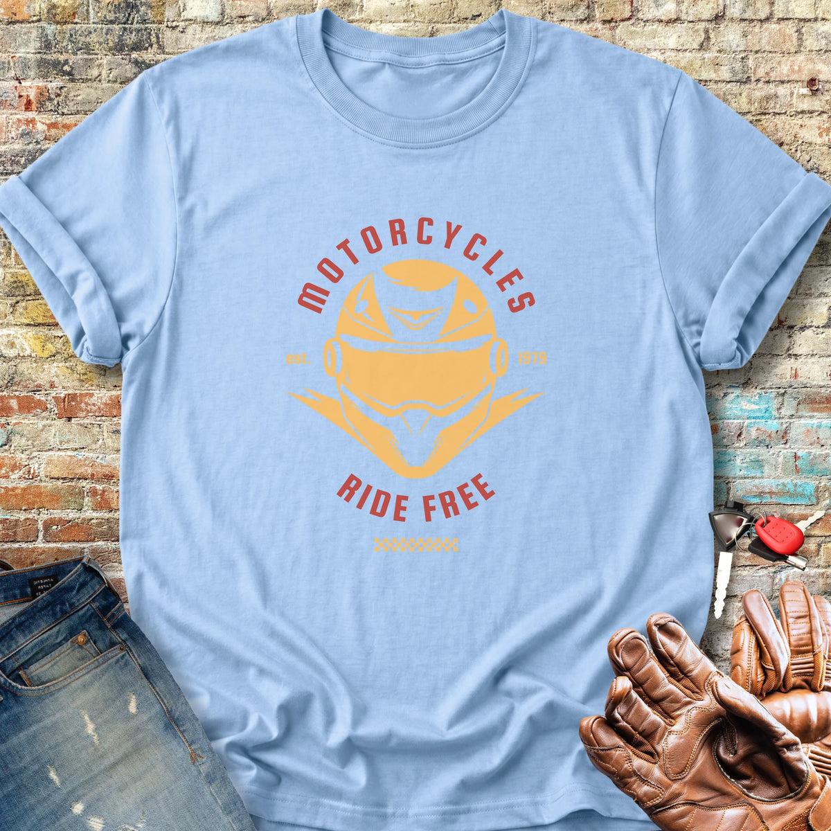 Ride Free (Helmet) Classic T-Shirt - Light Blue