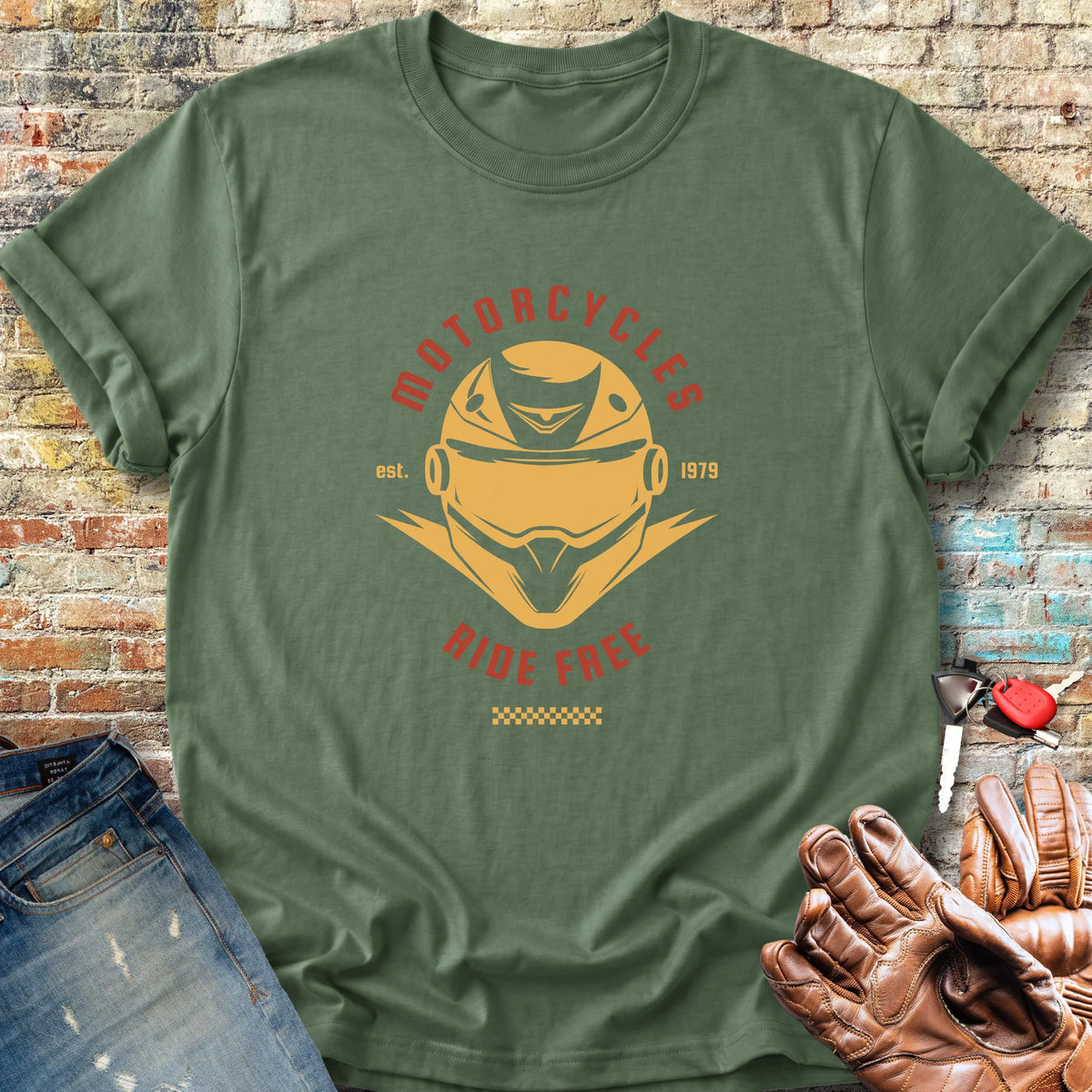 Ride Free (Helmet) Classic T-Shirt - Military Green